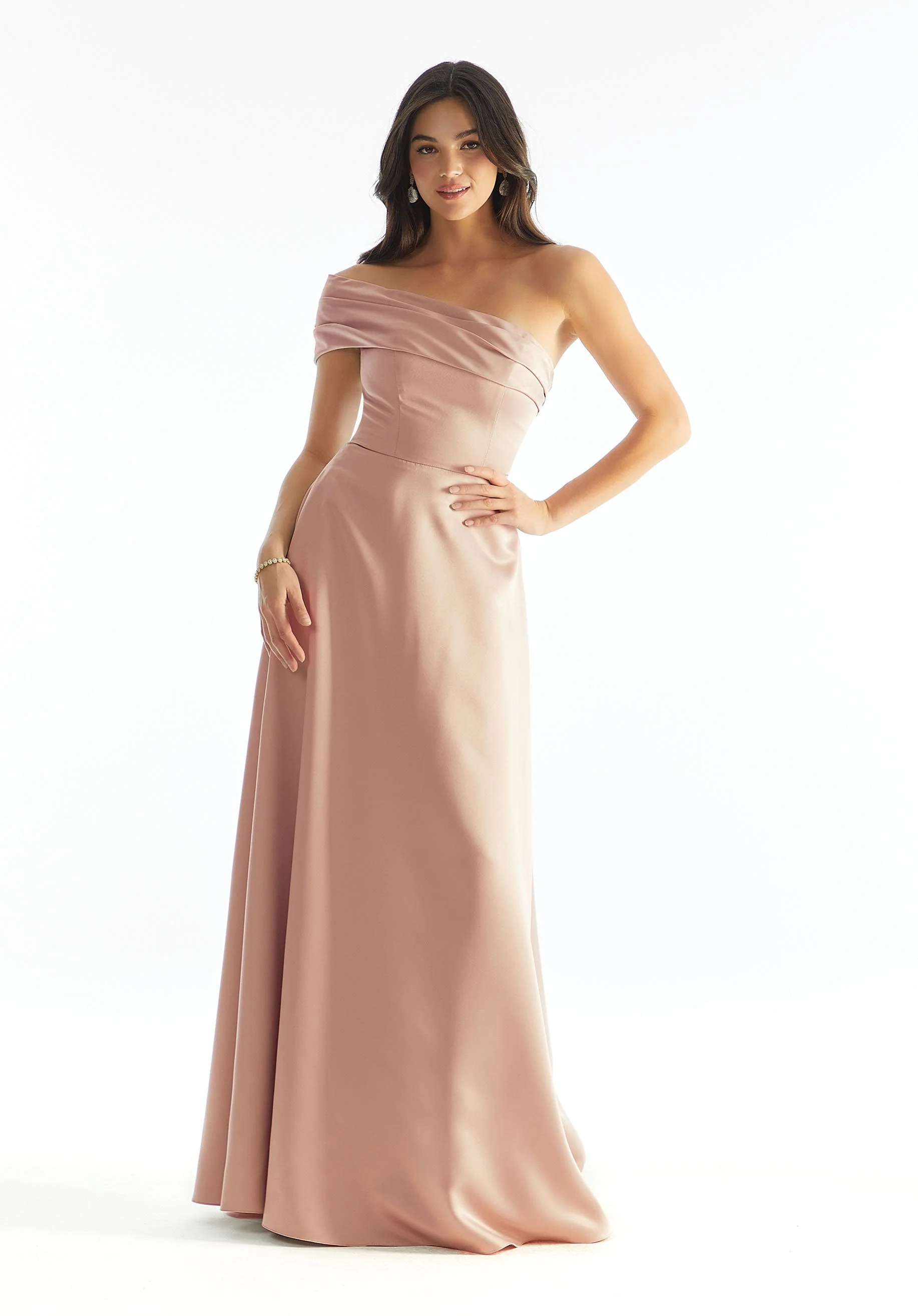 Cuffed One Shoulder Satin Bridesmaid Dress - Image 17