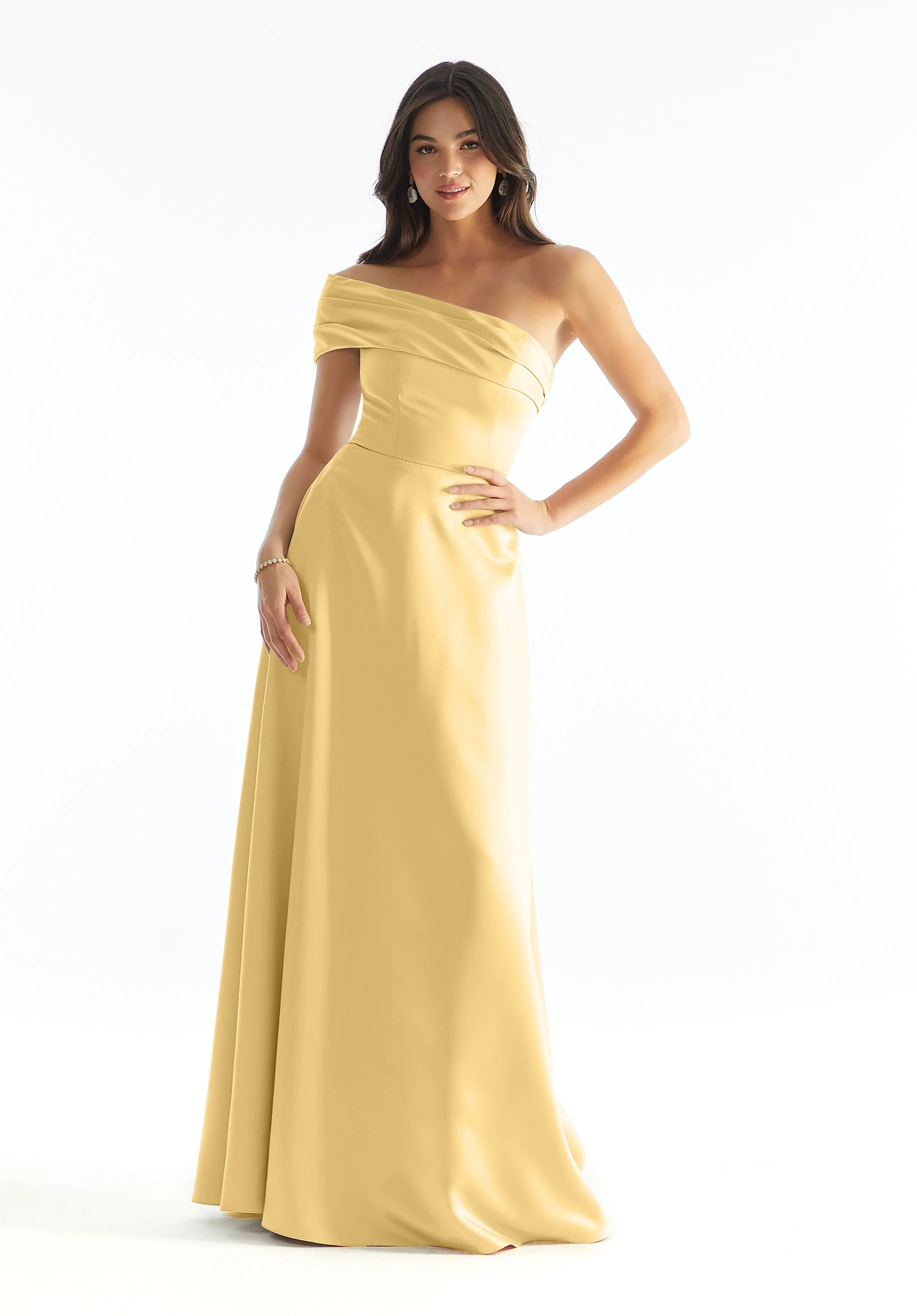 Cuffed One Shoulder Satin Bridesmaid Dress - Image 19