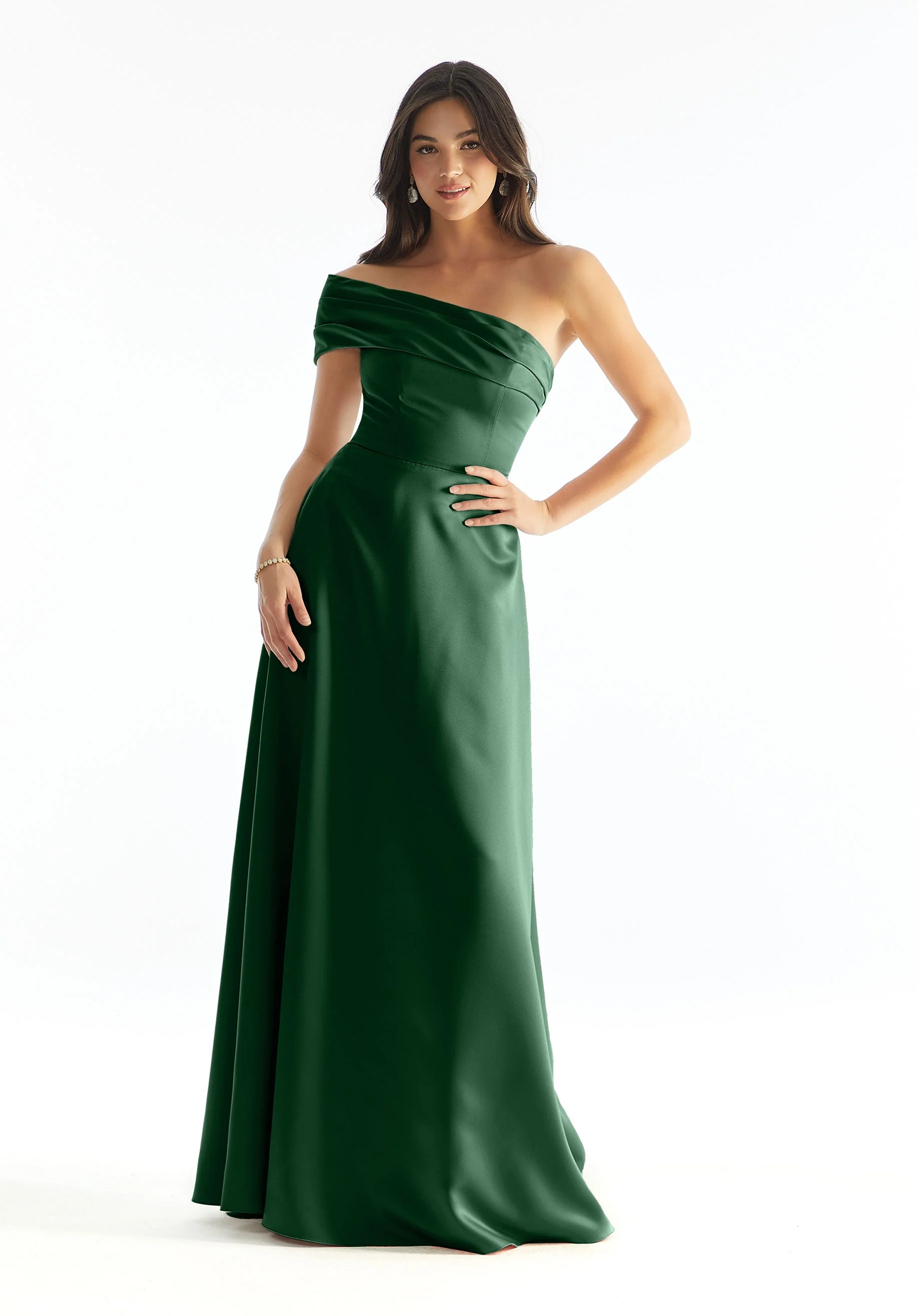 Cuffed One Shoulder Satin Bridesmaid Dress - Image 30
