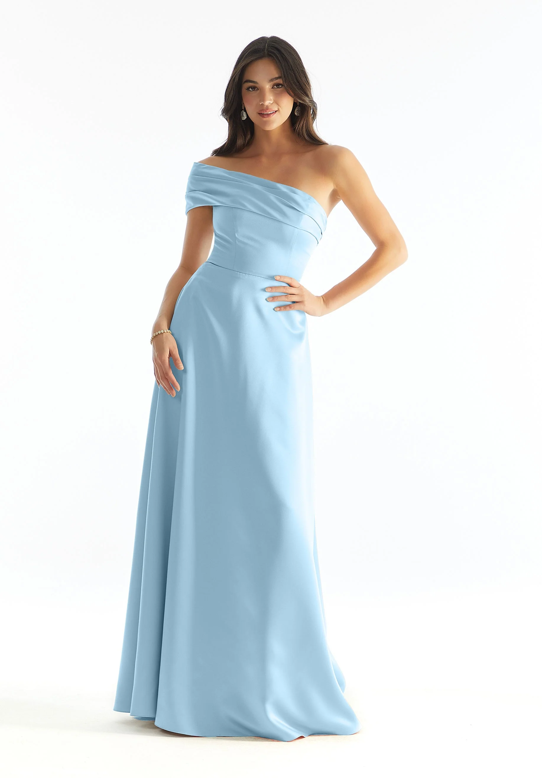 Cuffed One Shoulder Satin Bridesmaid Dress - Image 47