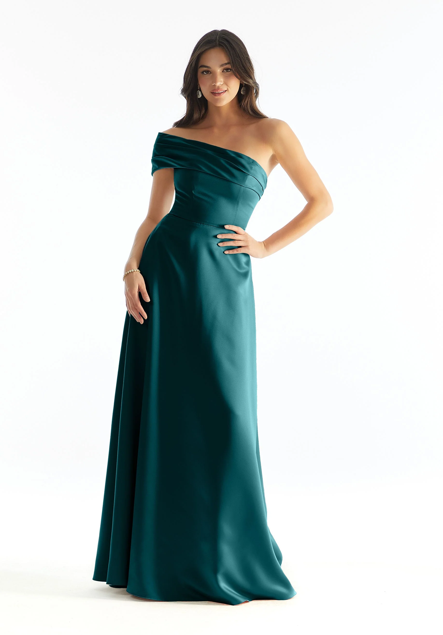 Cuffed One Shoulder Satin Bridesmaid Dress - Image 52