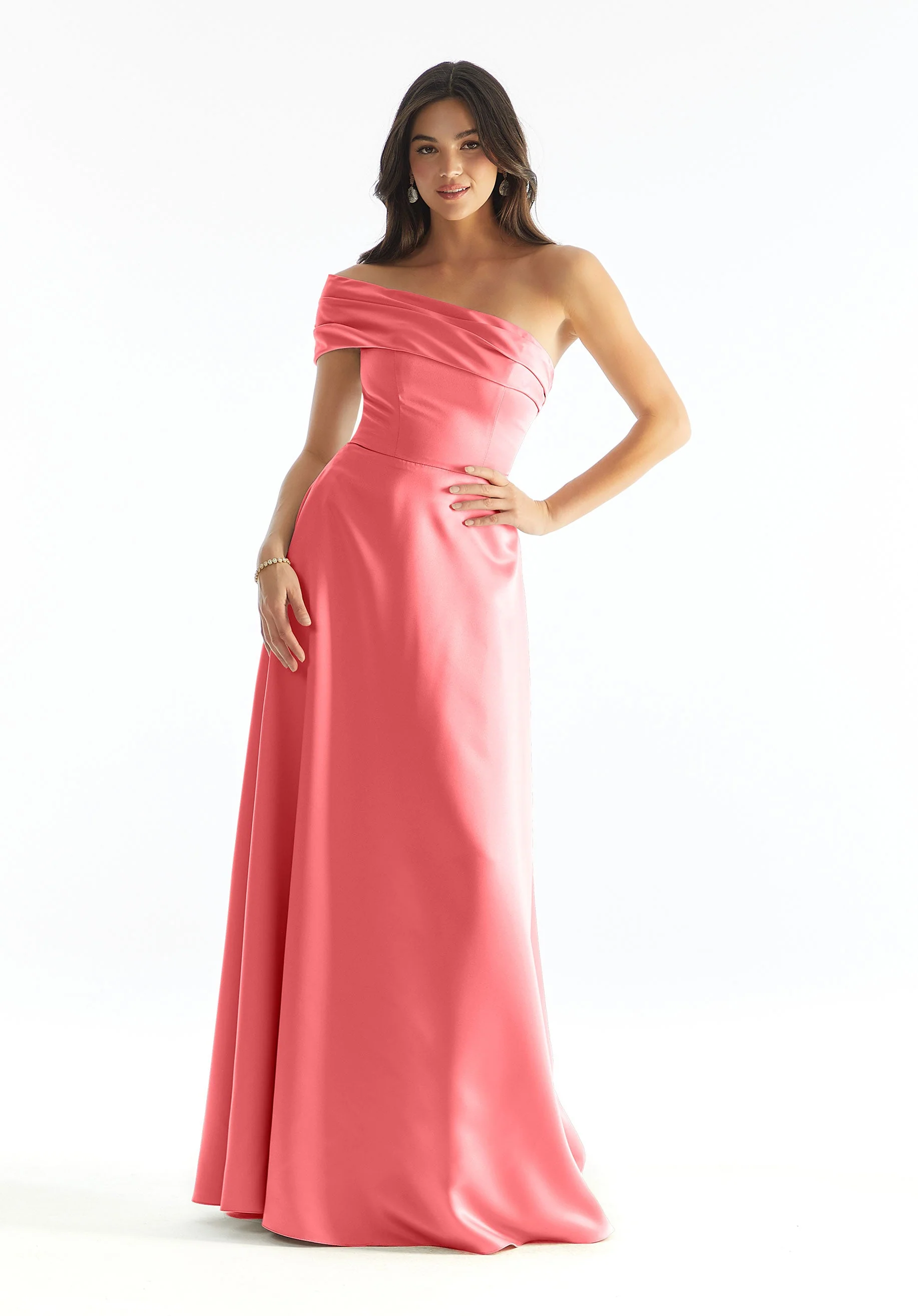 Cuffed One Shoulder Satin Bridesmaid Dress - Image 7