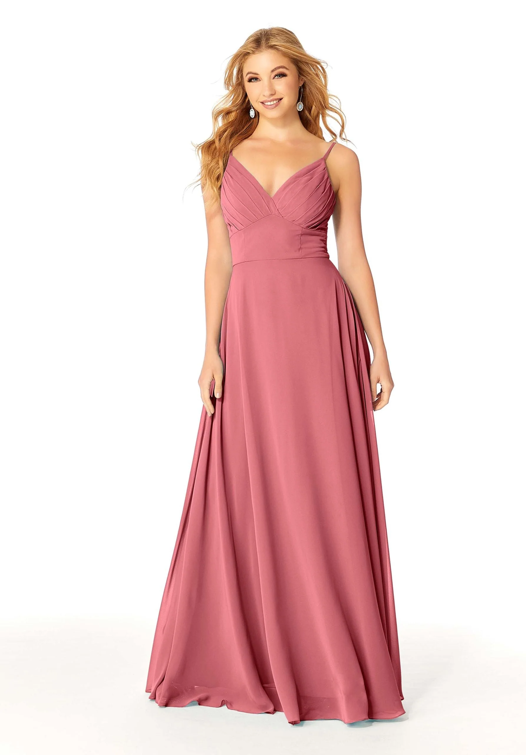 Draped Empire Chiffon Bridesmaid Dress - Image 40