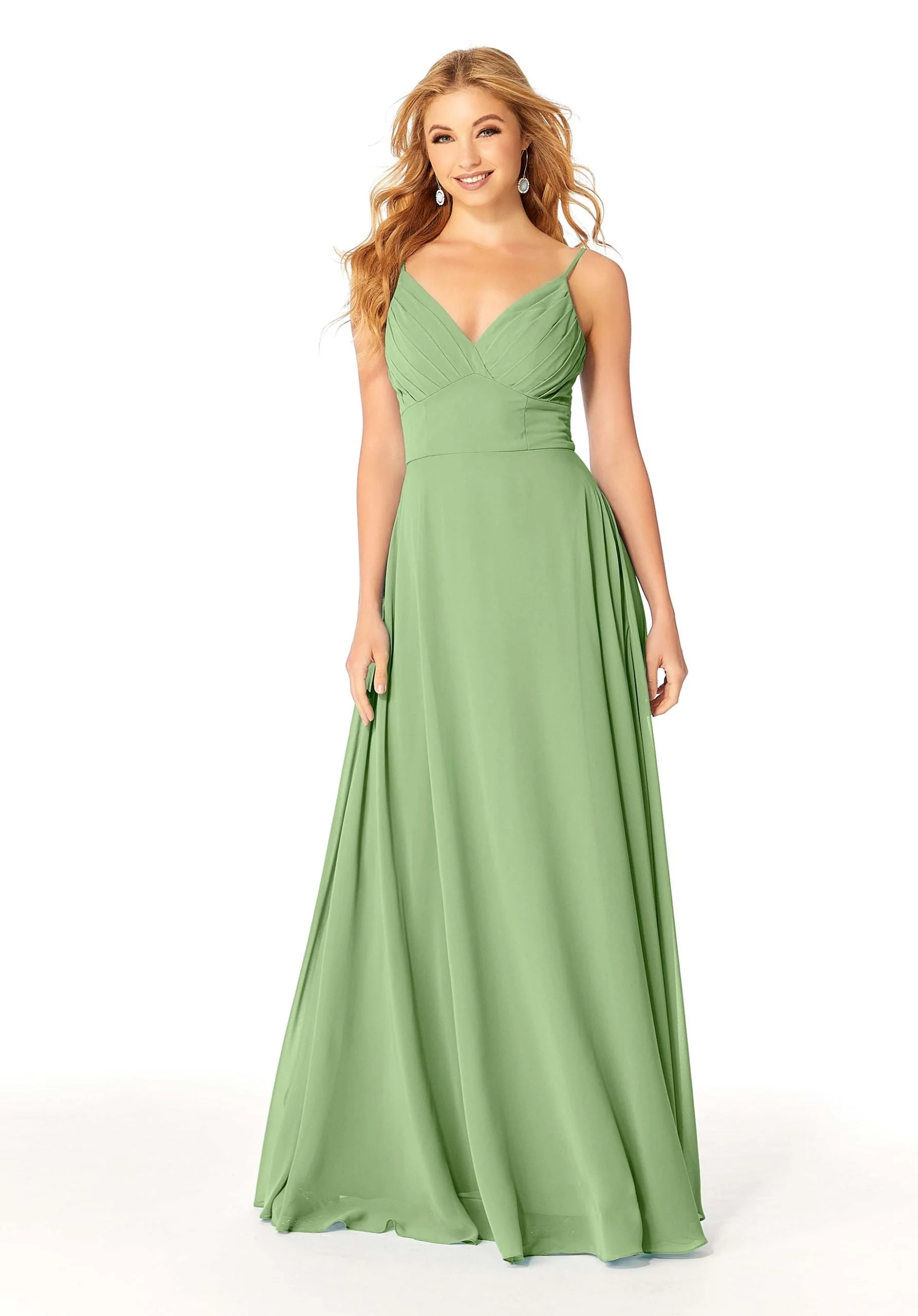 Draped Empire Chiffon Bridesmaid Dress - Image 42