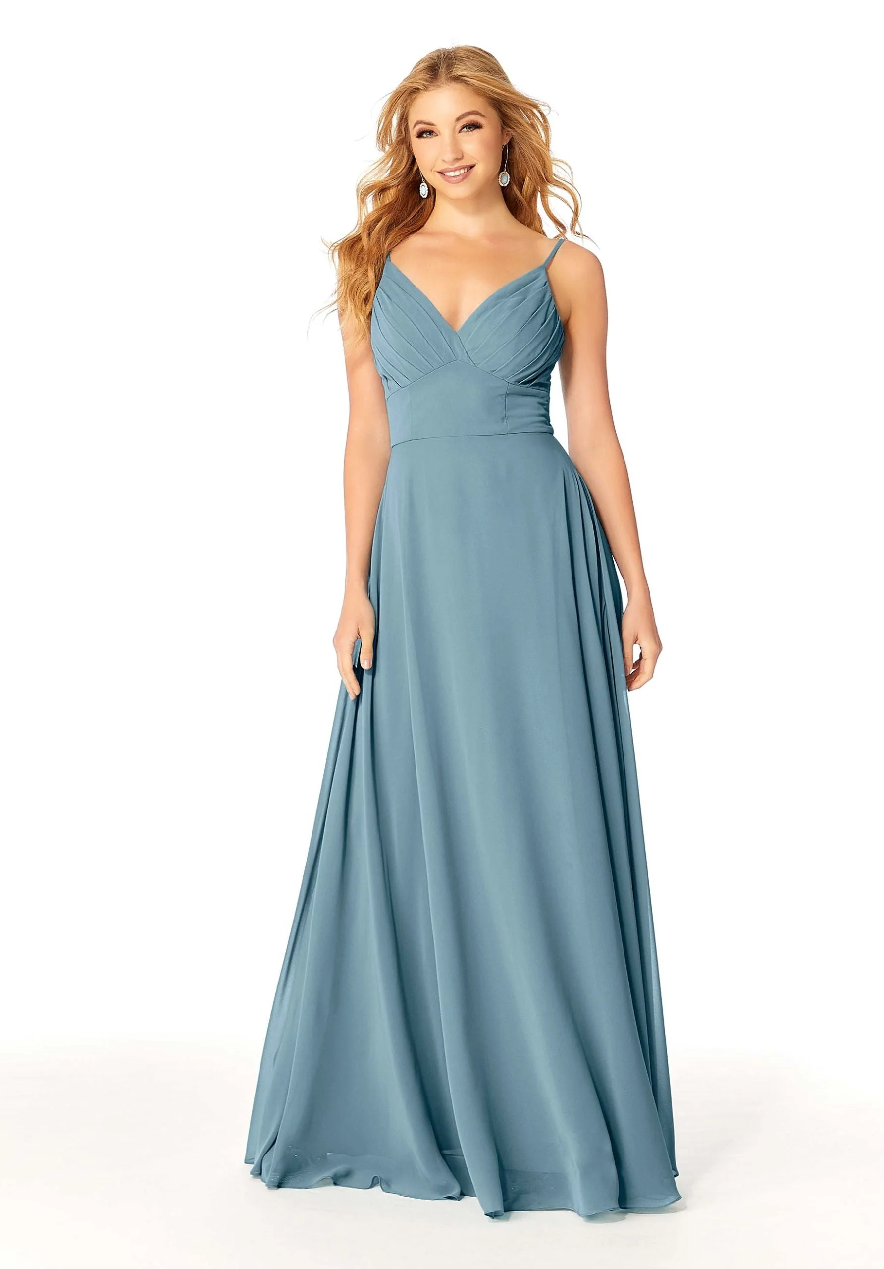 Draped Empire Chiffon Bridesmaid Dress - Image 47