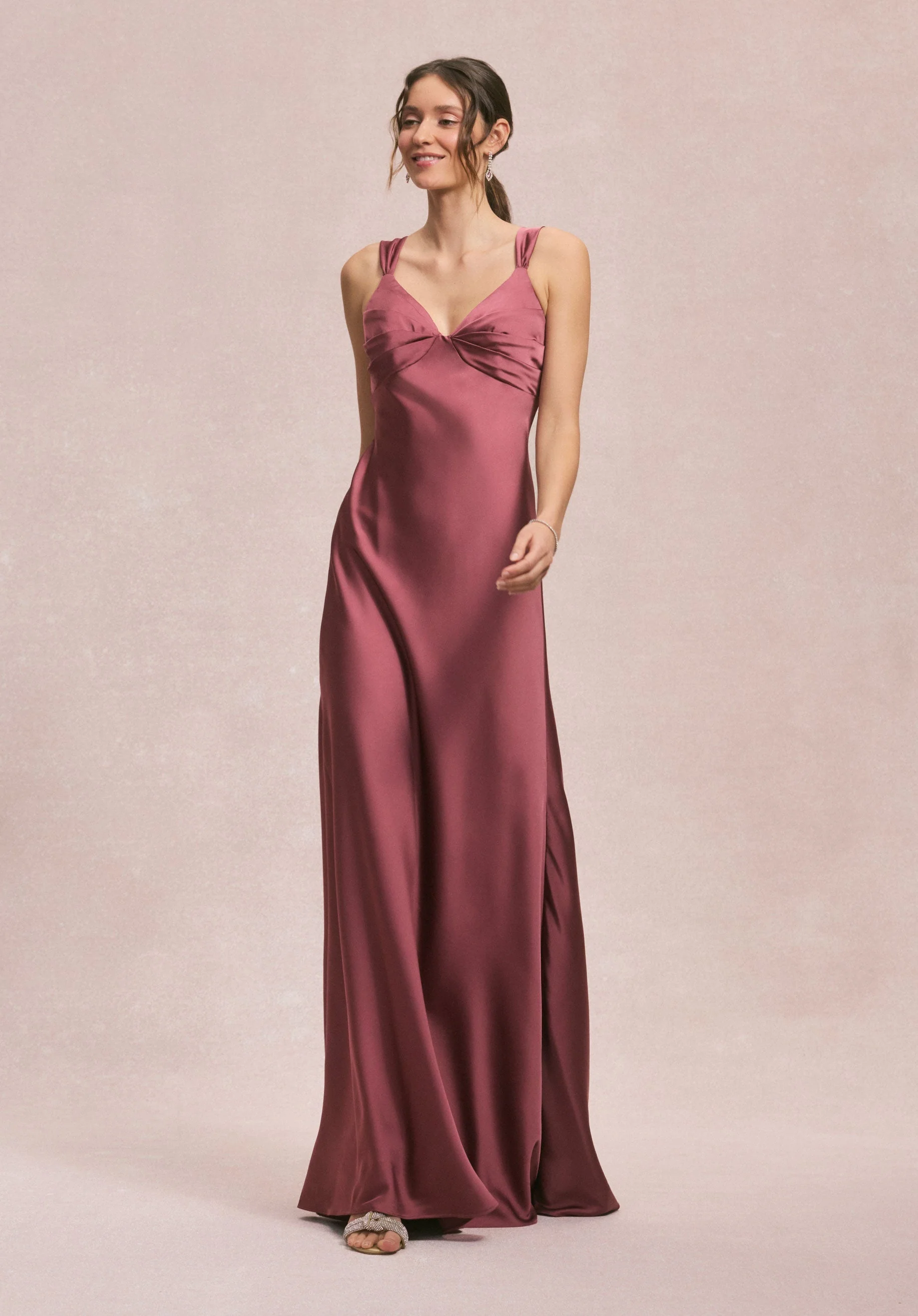 Draped Empire V-Neck Bridesmaid Dress - Image 21