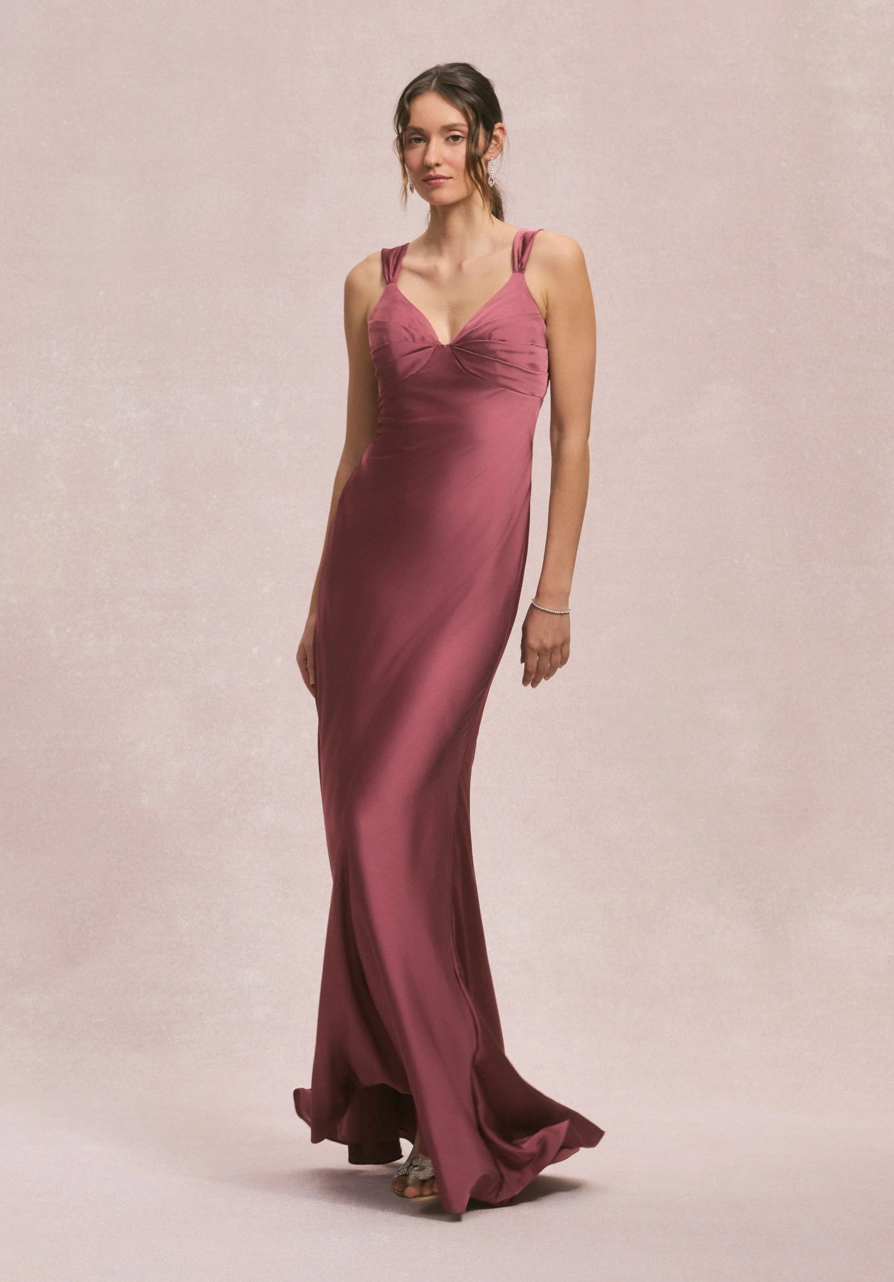 Draped Empire V-Neck Bridesmaid Dress - Image 6