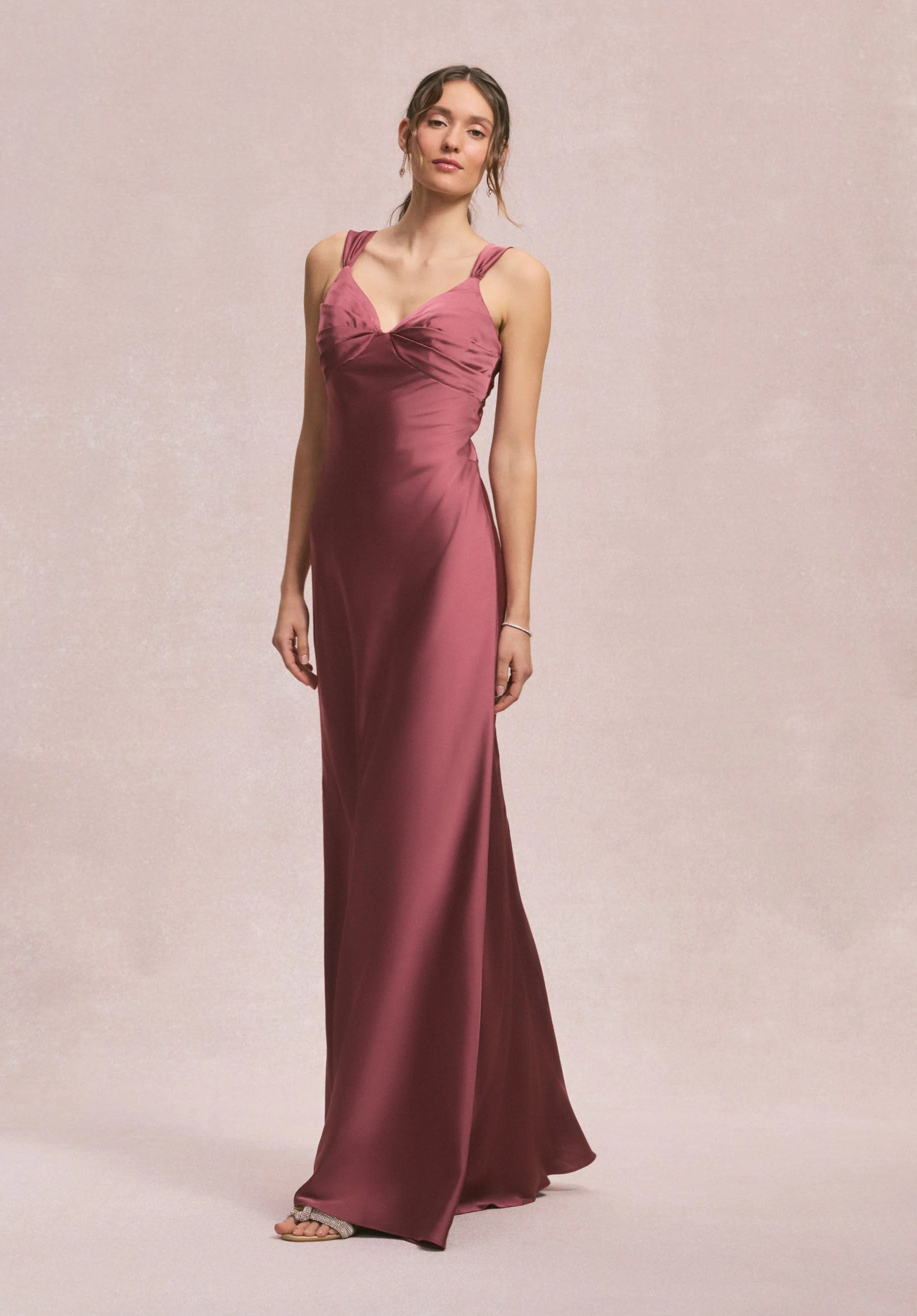 Draped Empire V-Neck Bridesmaid Dress - Image 7