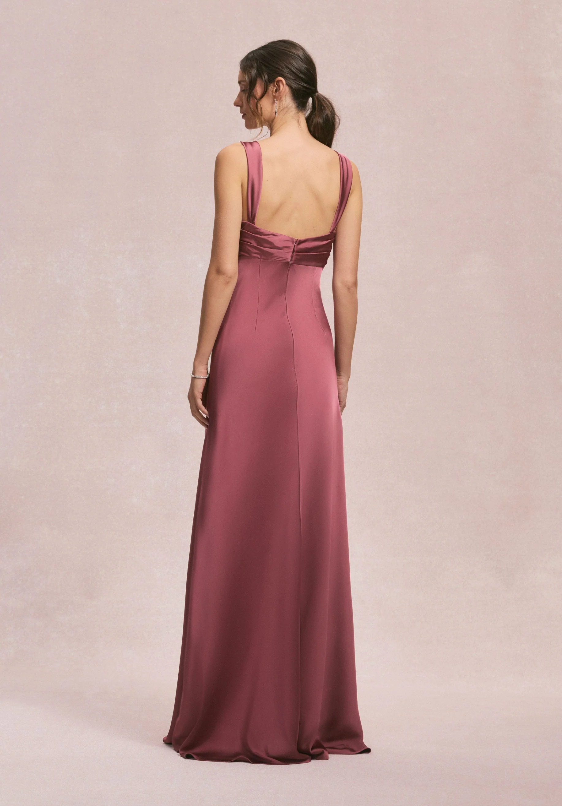 Draped Empire V-Neck Bridesmaid Dress - Image 9
