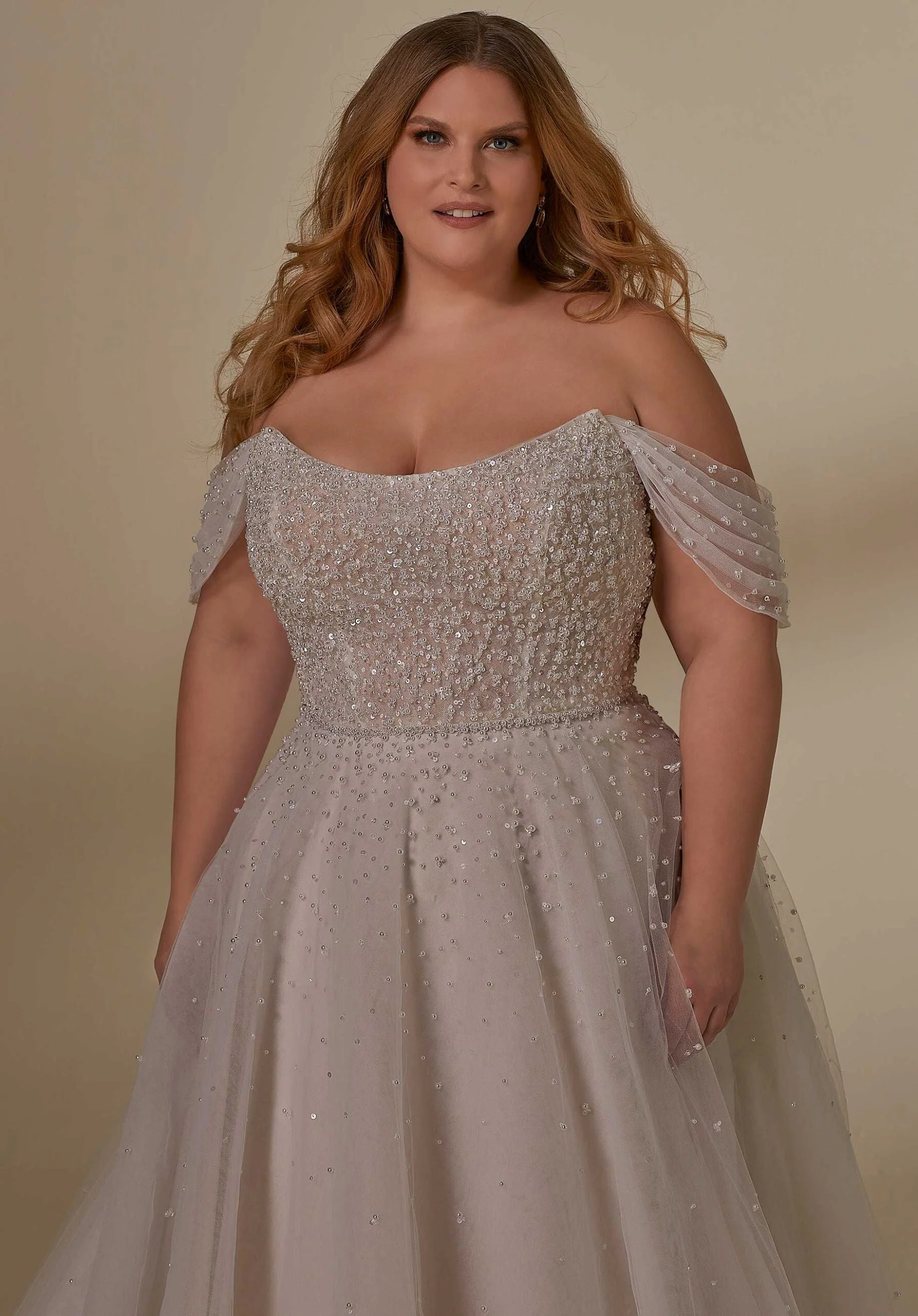 Draped Pearl and Sequin Sleeves
