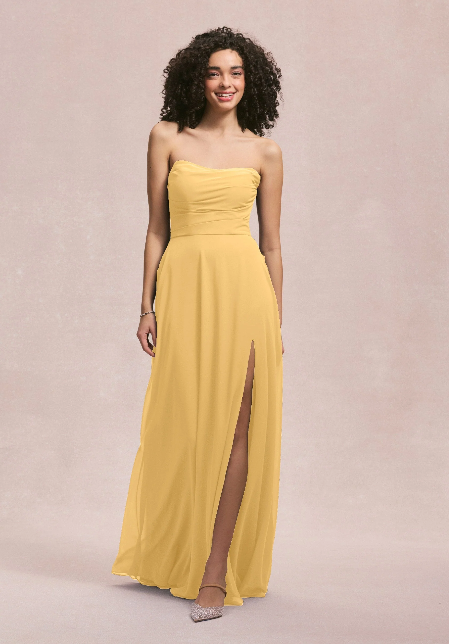 Draped Scoop Neck Bridesmaid Dress with Back Bow - Image 15