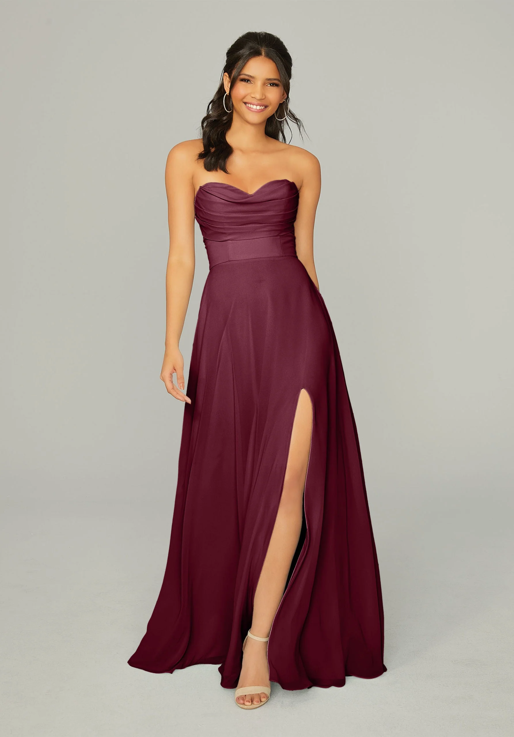 Draped Sweetheart Chiffon Bridesmaid Dress - Image 17