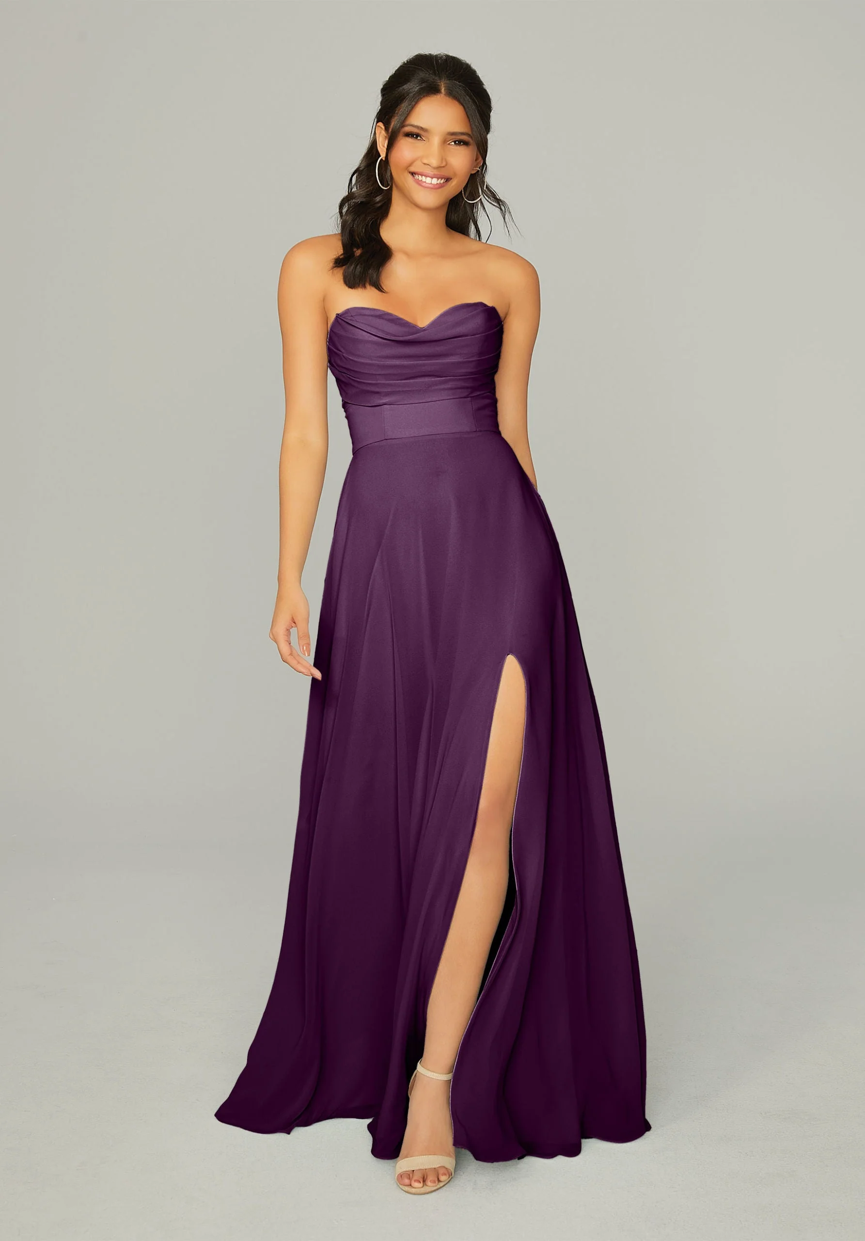 Draped Sweetheart Chiffon Bridesmaid Dress - Image 29