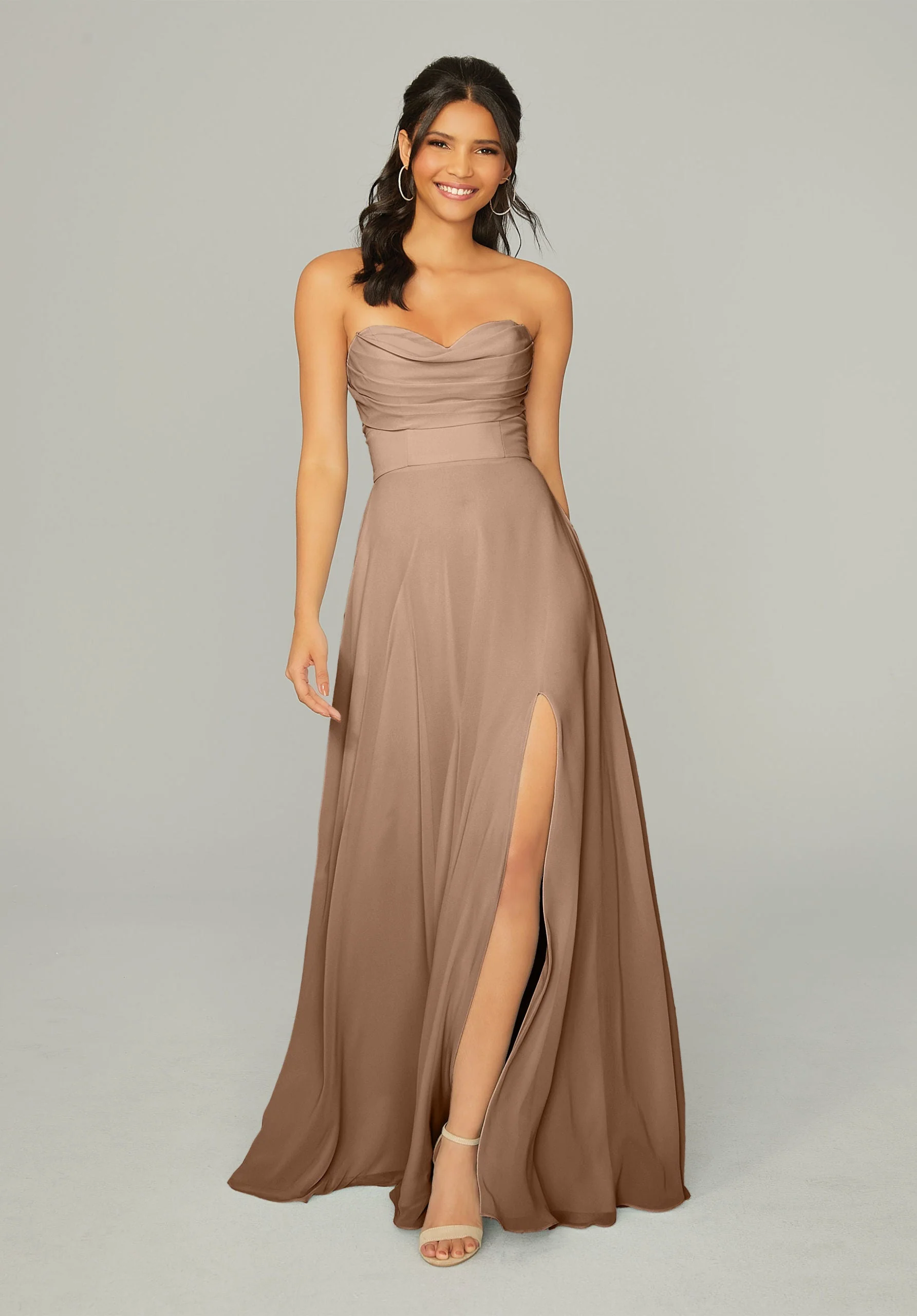 Draped Sweetheart Chiffon Bridesmaid Dress - Image 31