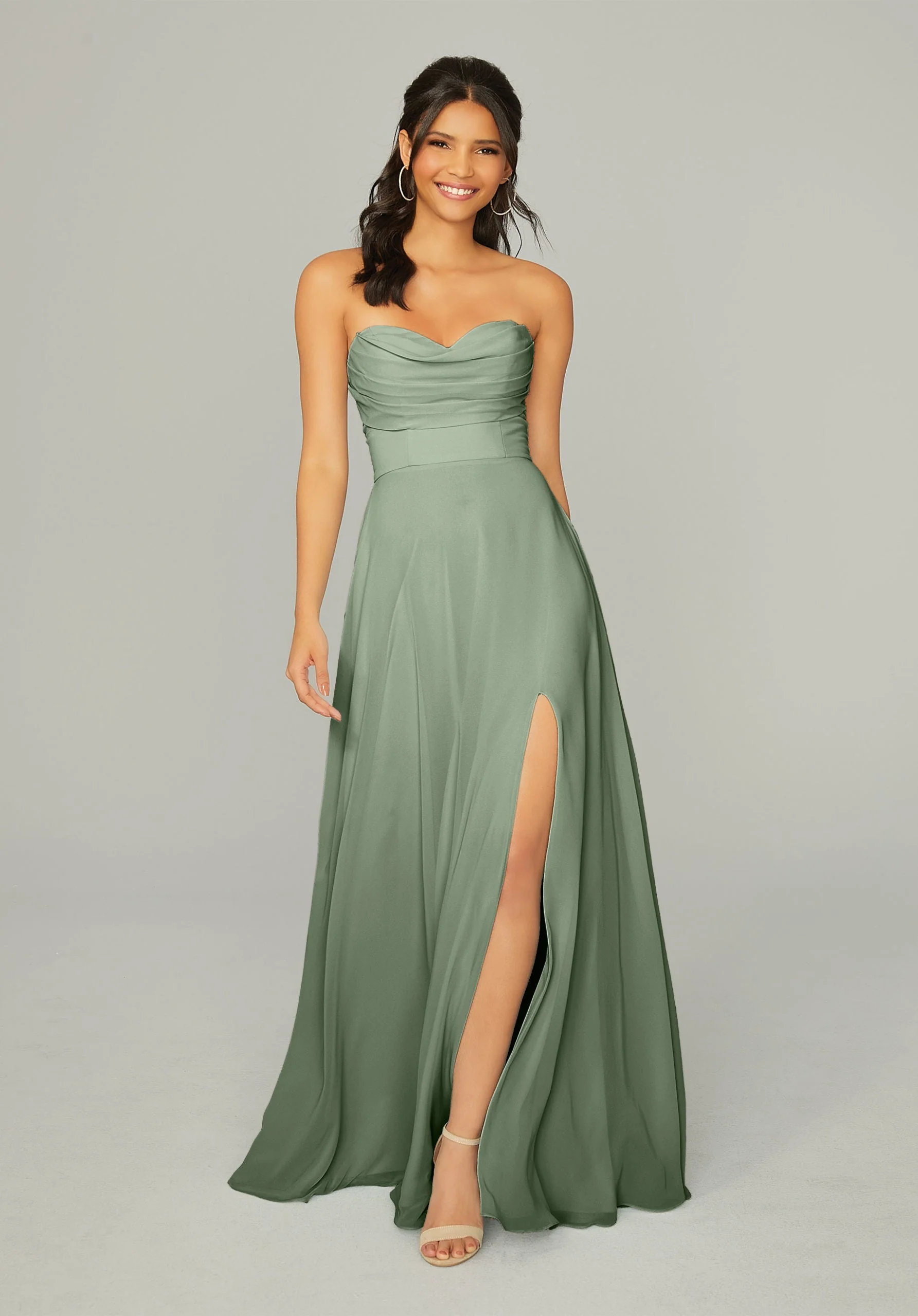 Draped Sweetheart Chiffon Bridesmaid Dress - Image 37