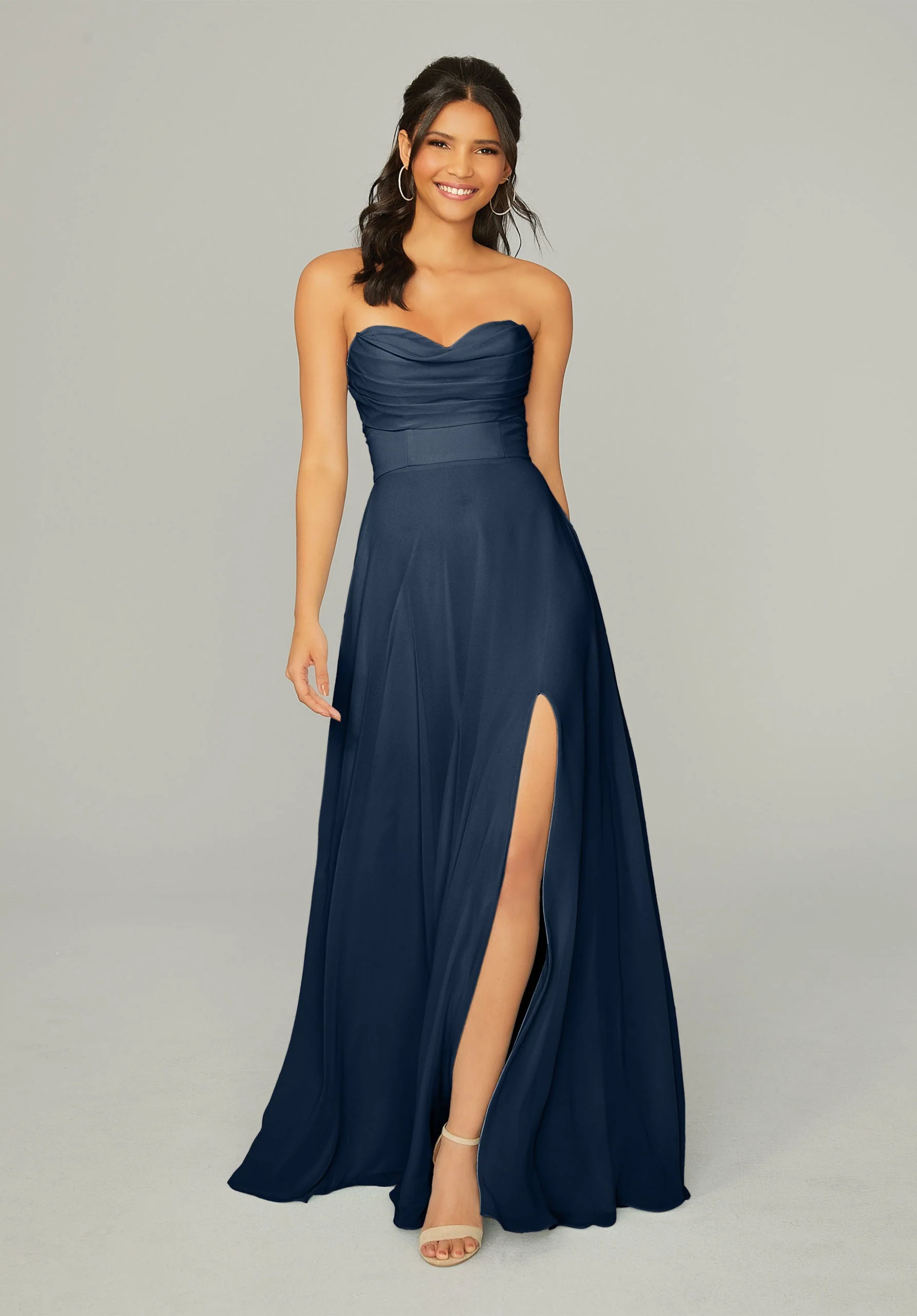 Draped Sweetheart Chiffon Bridesmaid Dress - Image 39