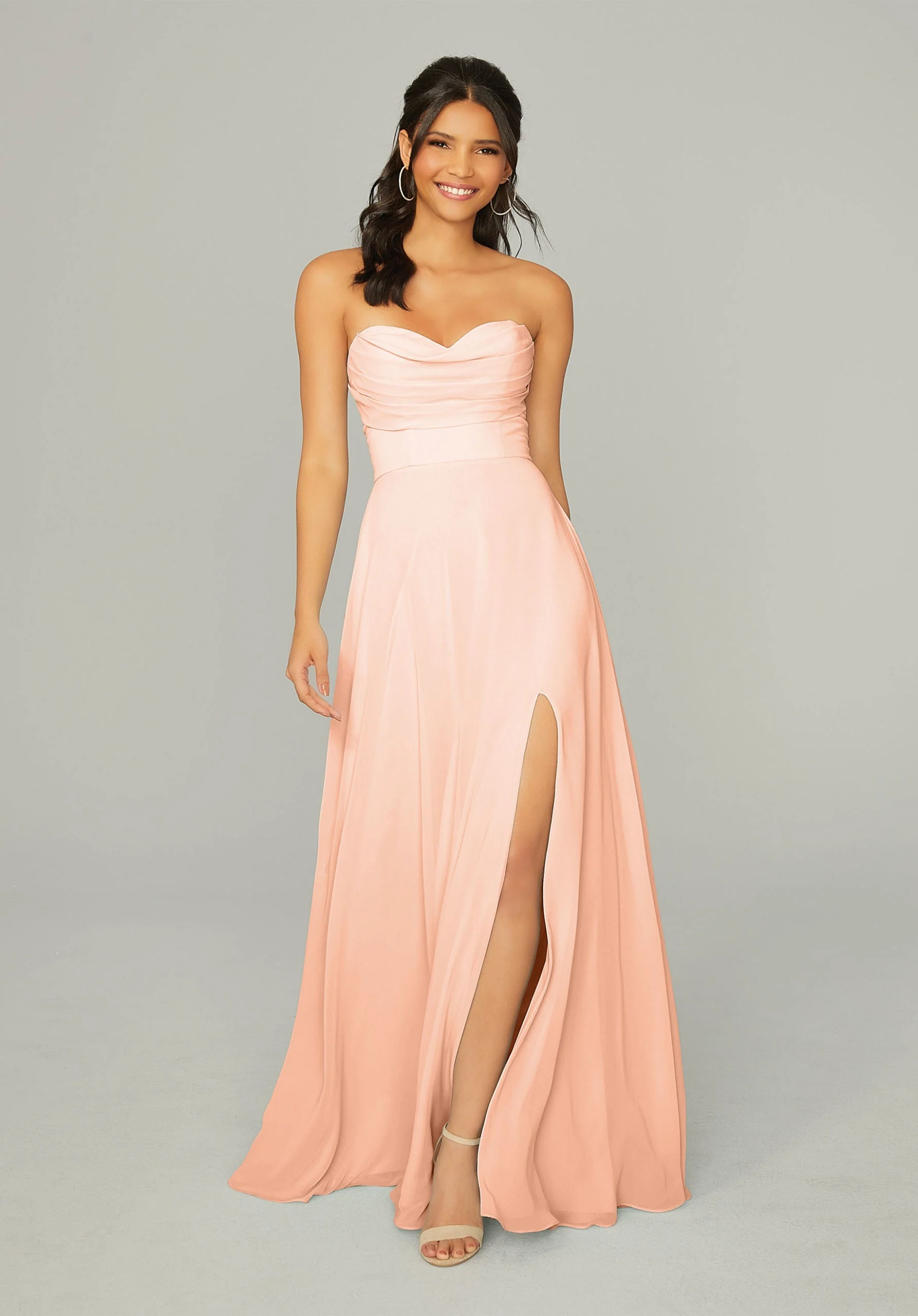 Draped Sweetheart Chiffon Bridesmaid Dress - Image 40