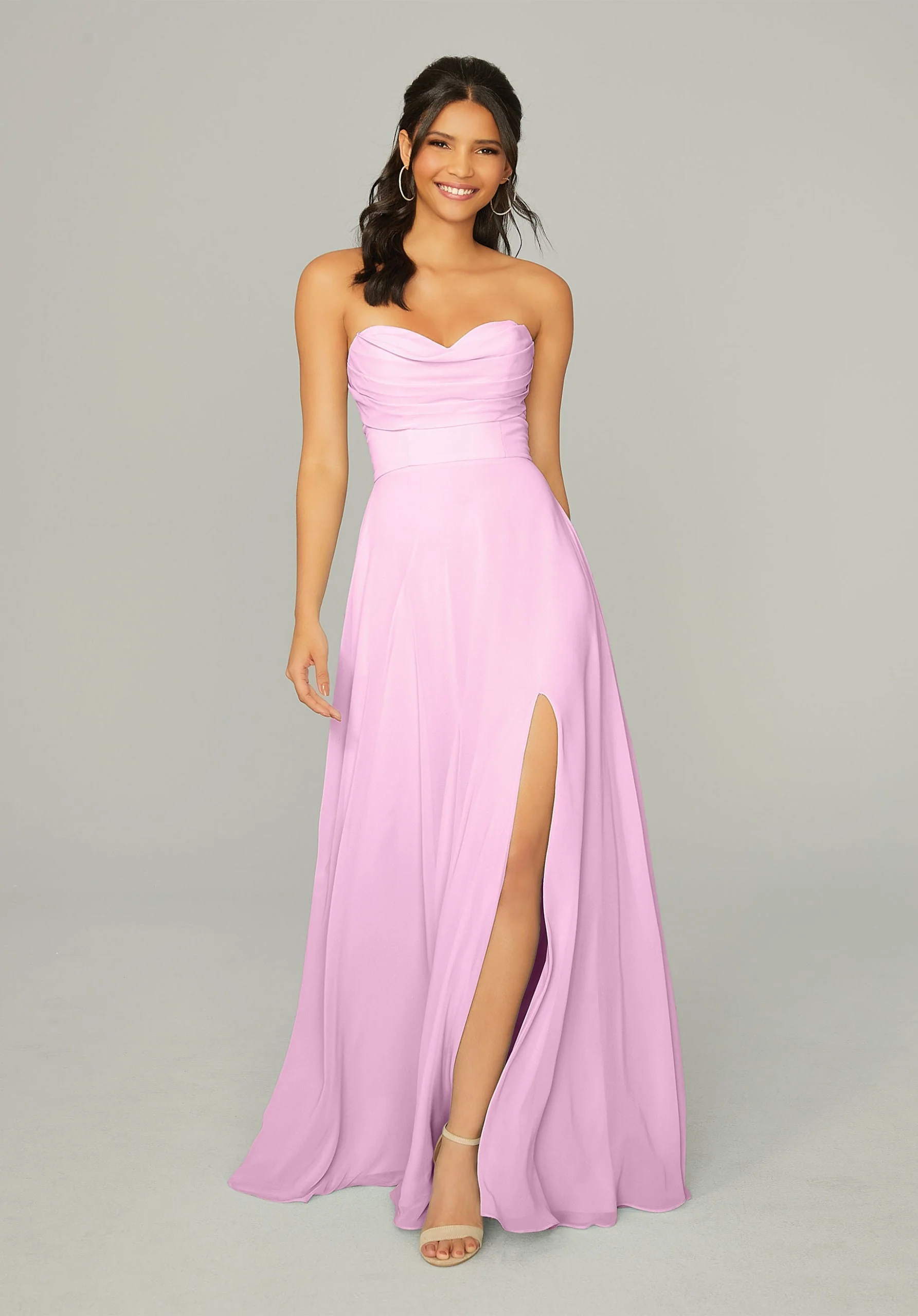 Draped Sweetheart Chiffon Bridesmaid Dress - Image 41