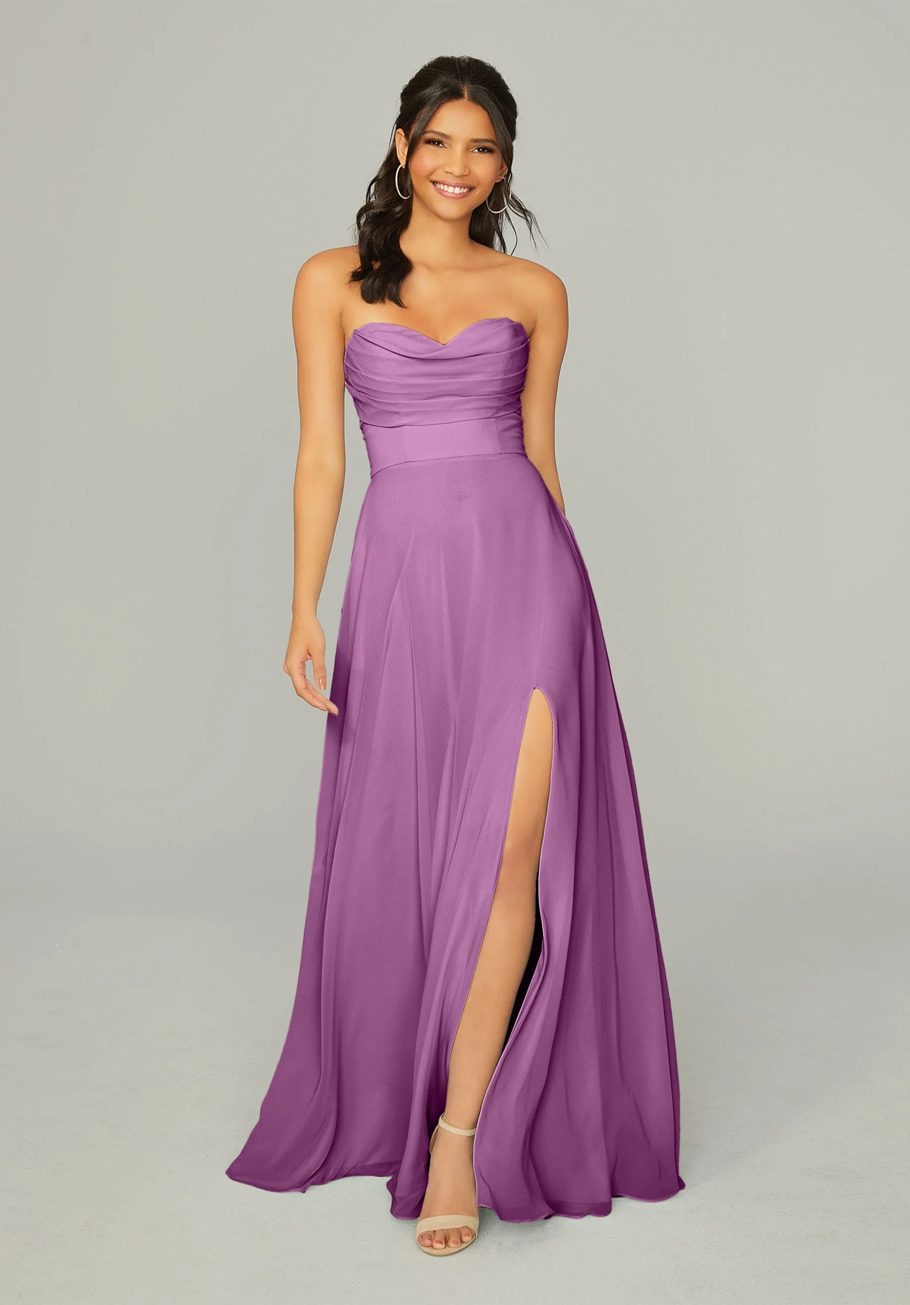 Draped Sweetheart Chiffon Bridesmaid Dress - Image 42