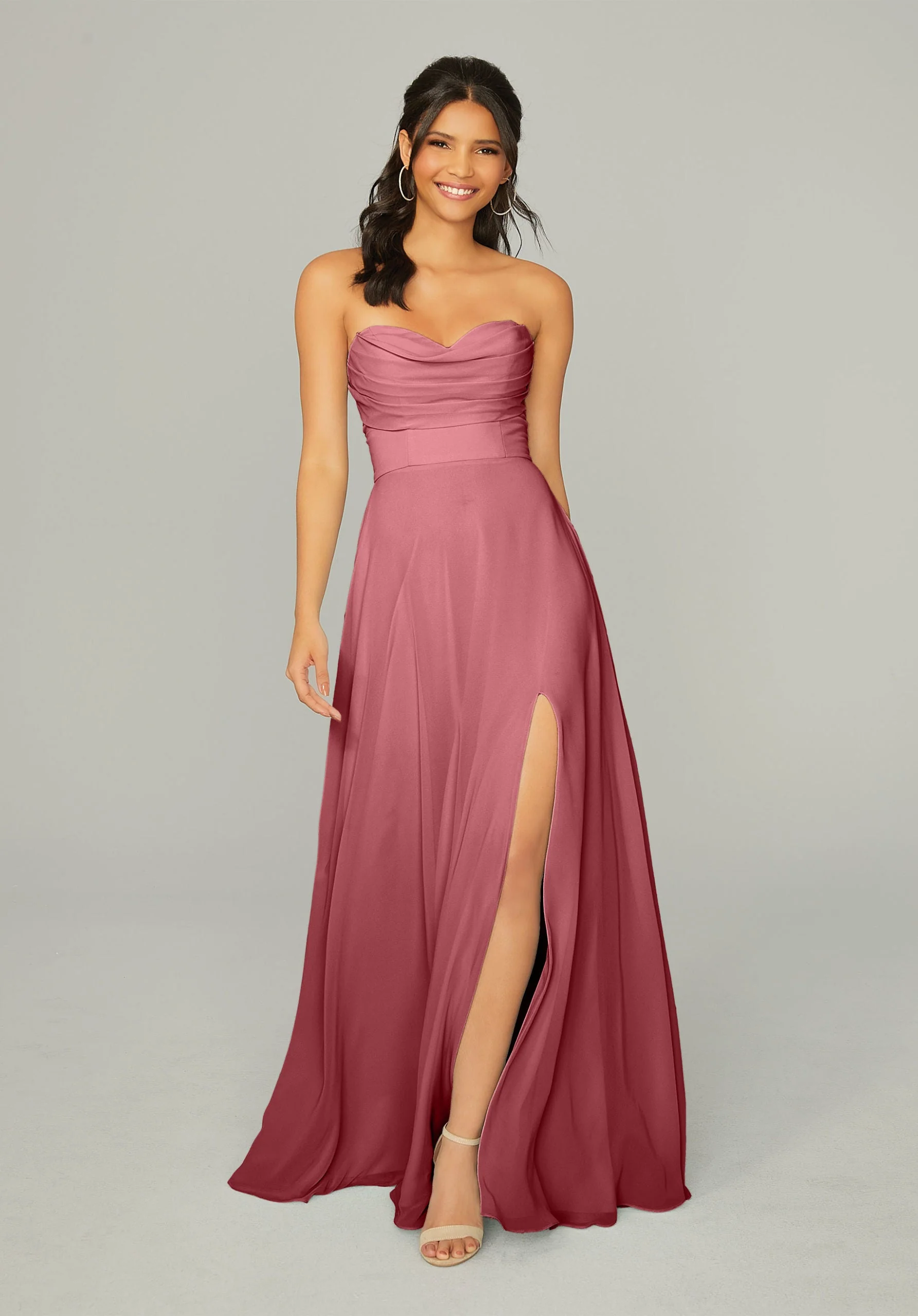 Draped Sweetheart Chiffon Bridesmaid Dress - Image 43