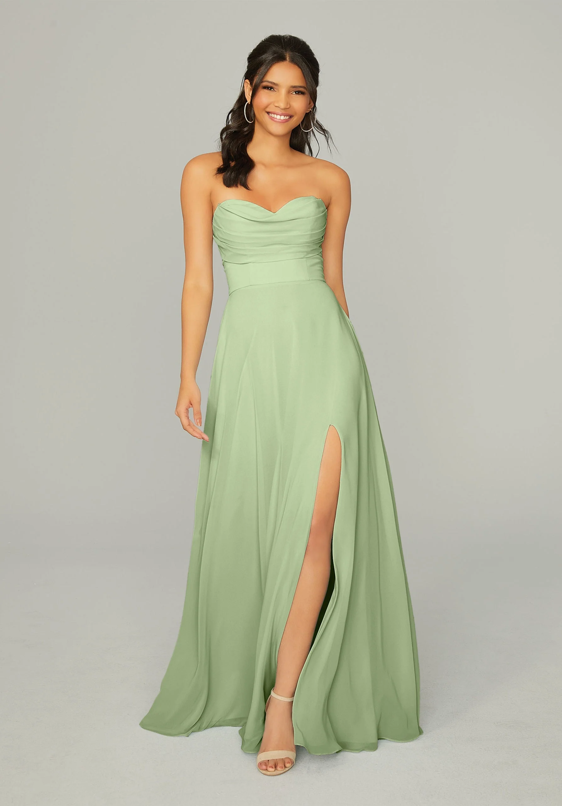 Draped Sweetheart Chiffon Bridesmaid Dress - Image 44