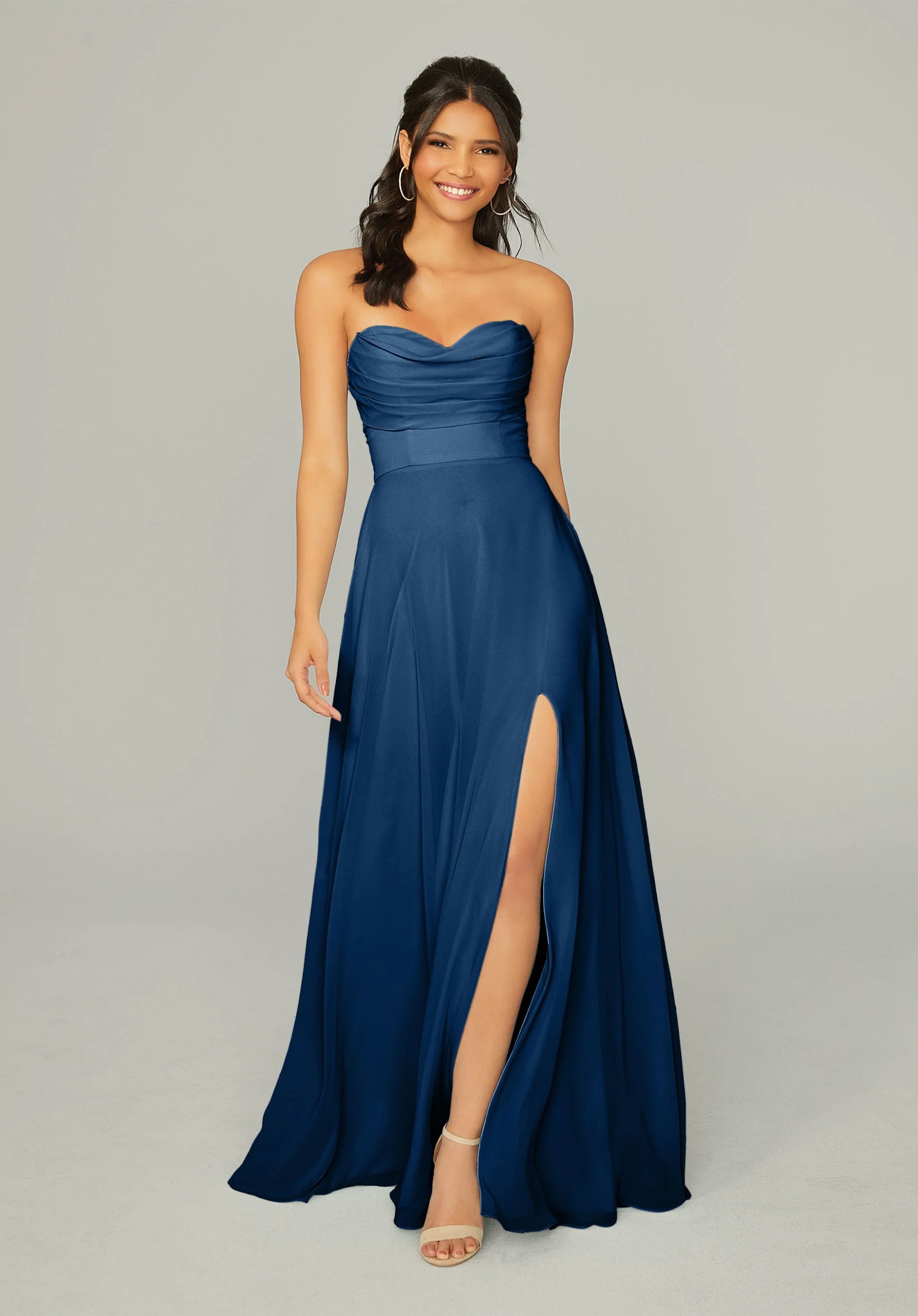 Draped Sweetheart Chiffon Bridesmaid Dress - Image 45
