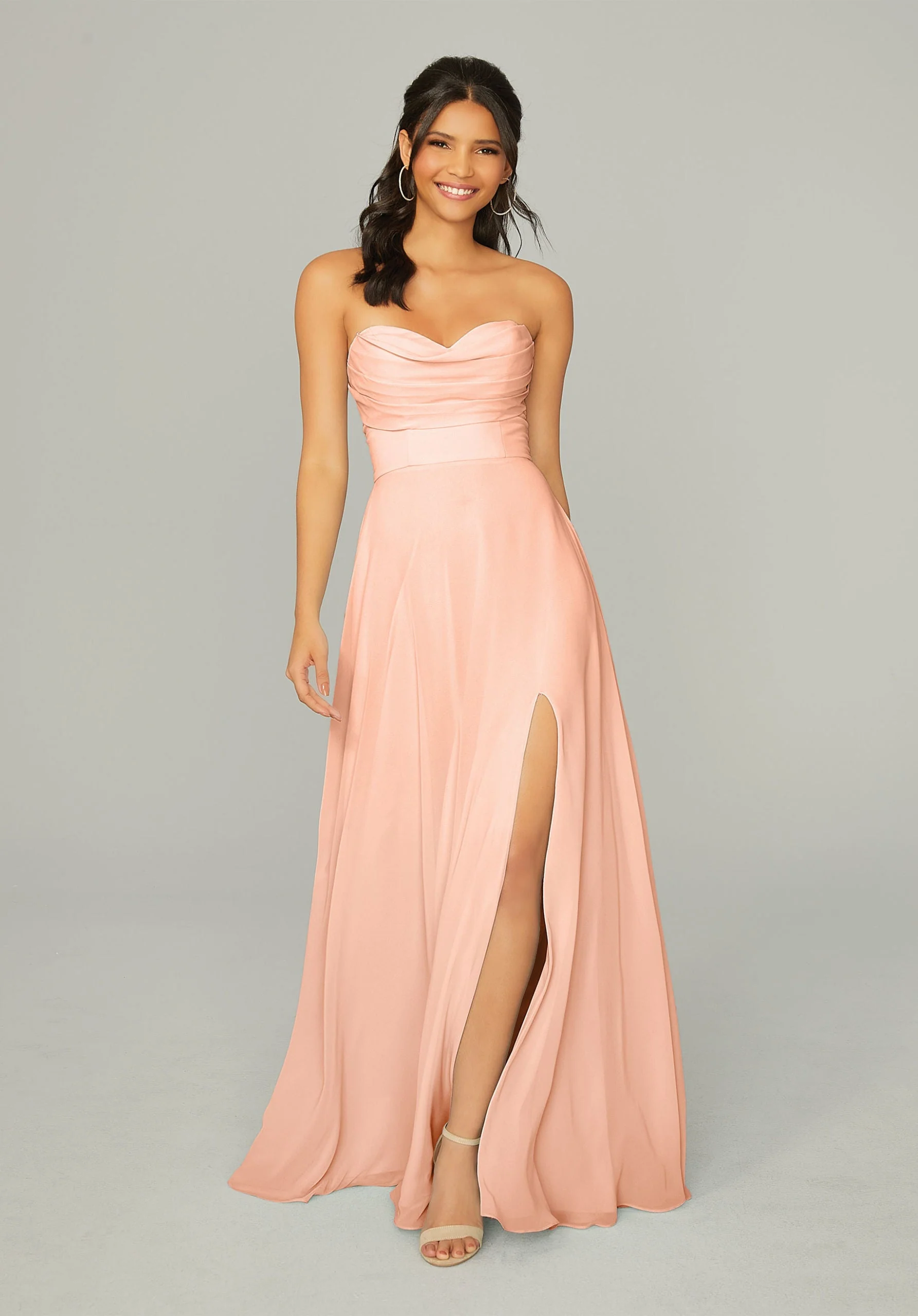 Draped Sweetheart Chiffon Bridesmaid Dress - Image 49
