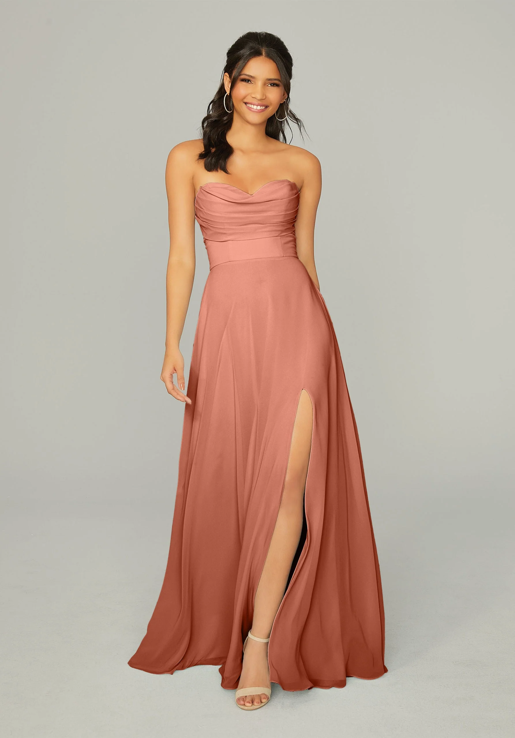 Draped Sweetheart Chiffon Bridesmaid Dress - Image 50