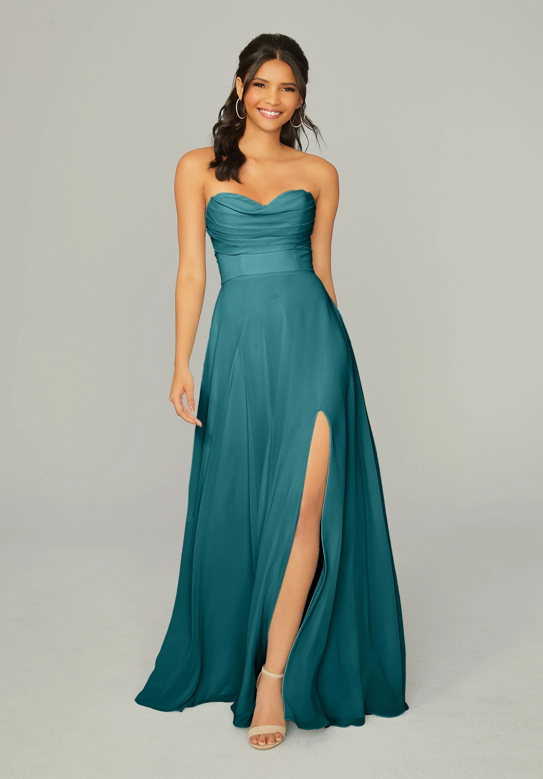 Draped Sweetheart Chiffon Bridesmaid Dress - Image 52
