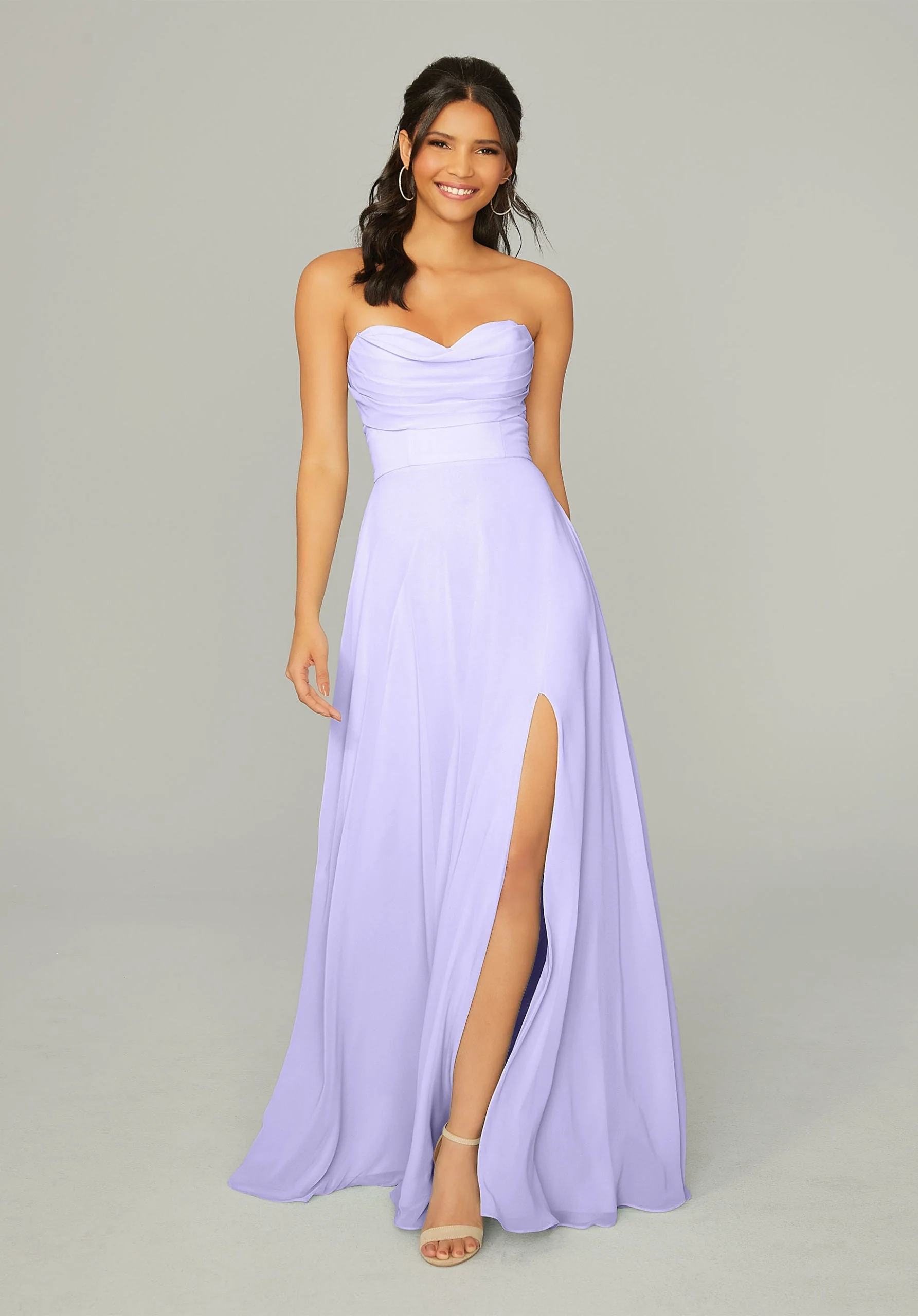Draped Sweetheart Chiffon Bridesmaid Dress - Image 53