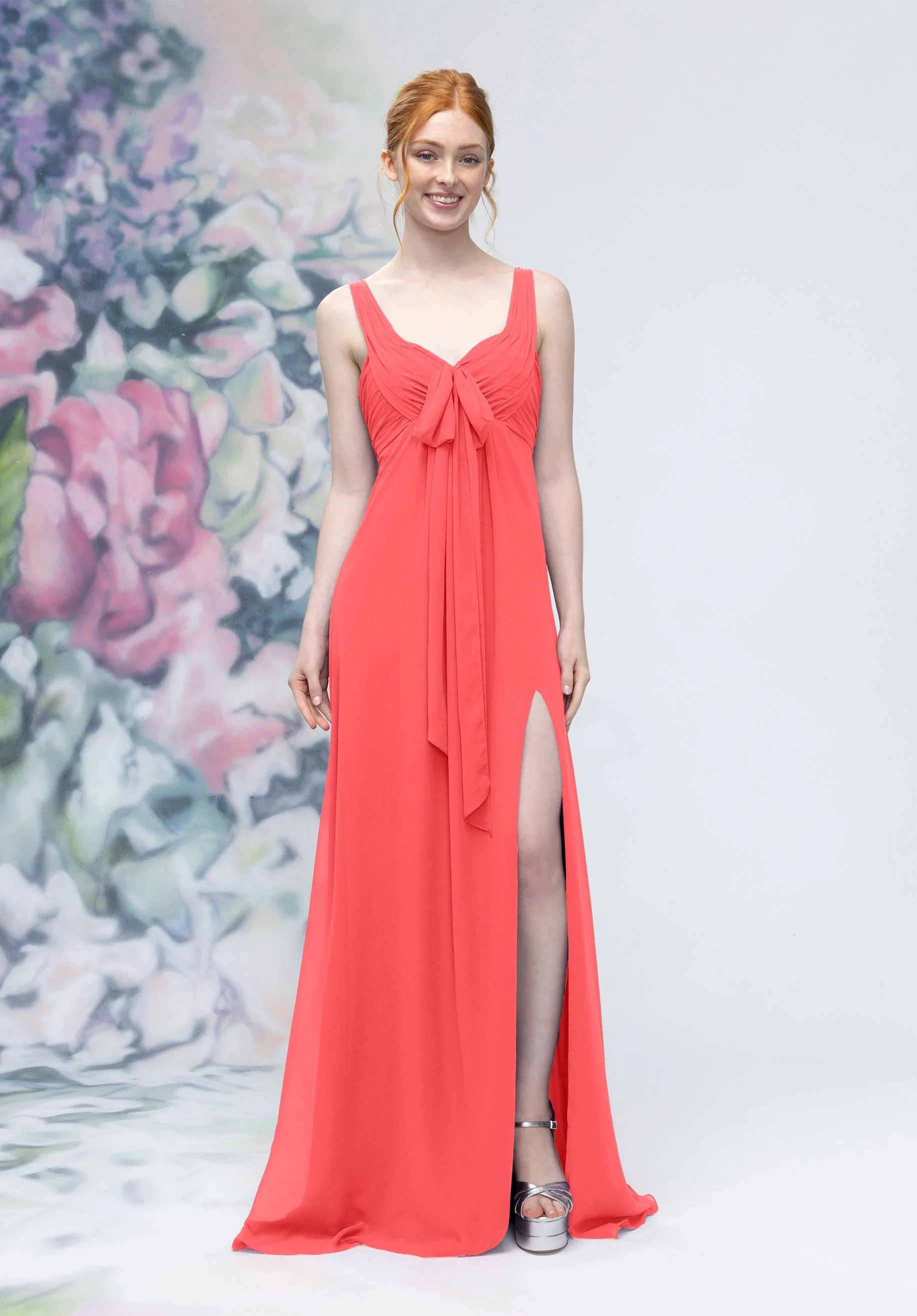 Draped Sweetheart Empire Waist Bridesmaid Dress with Bow - Image 14