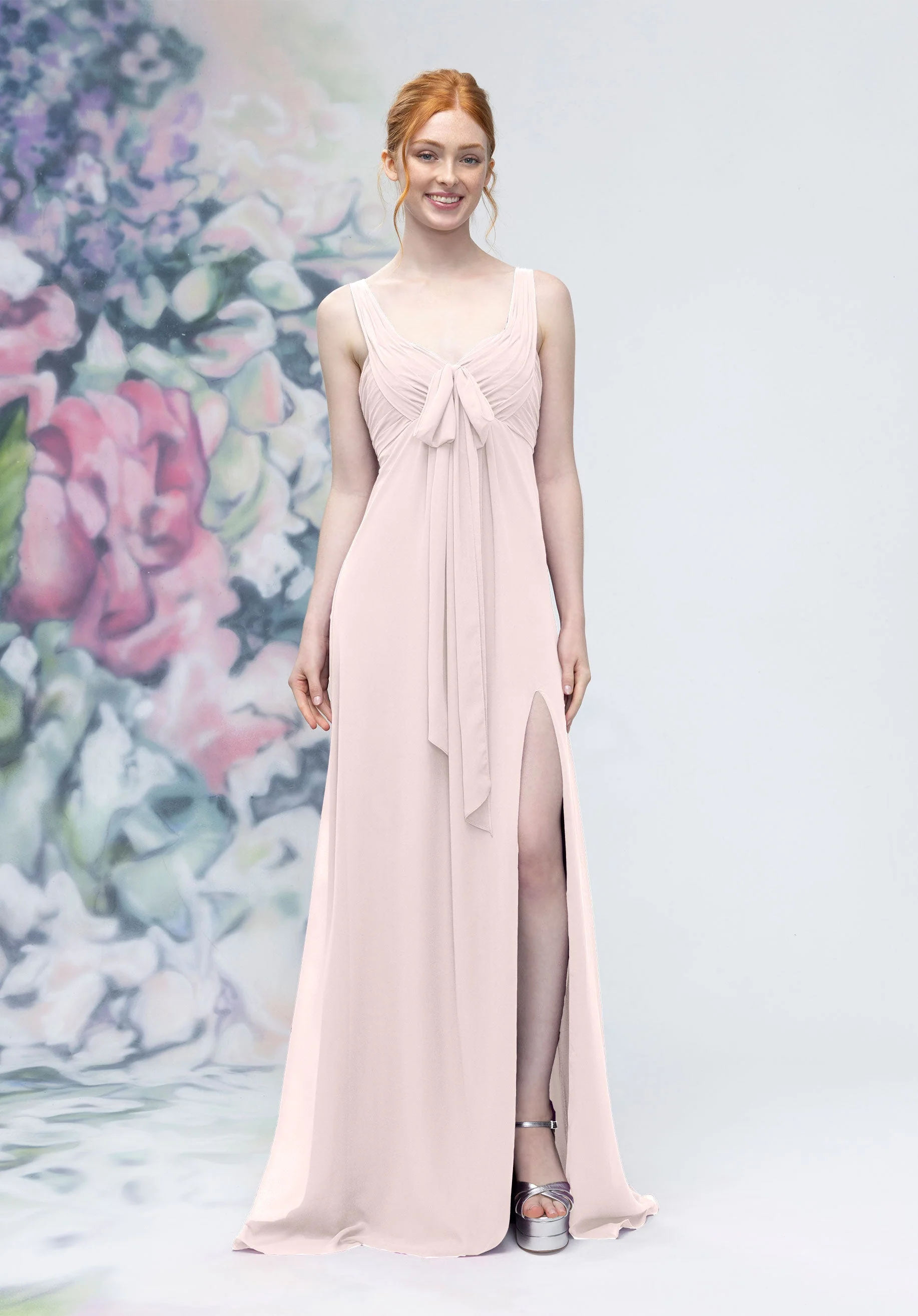 Draped Sweetheart Empire Waist Bridesmaid Dress with Bow - Image 22