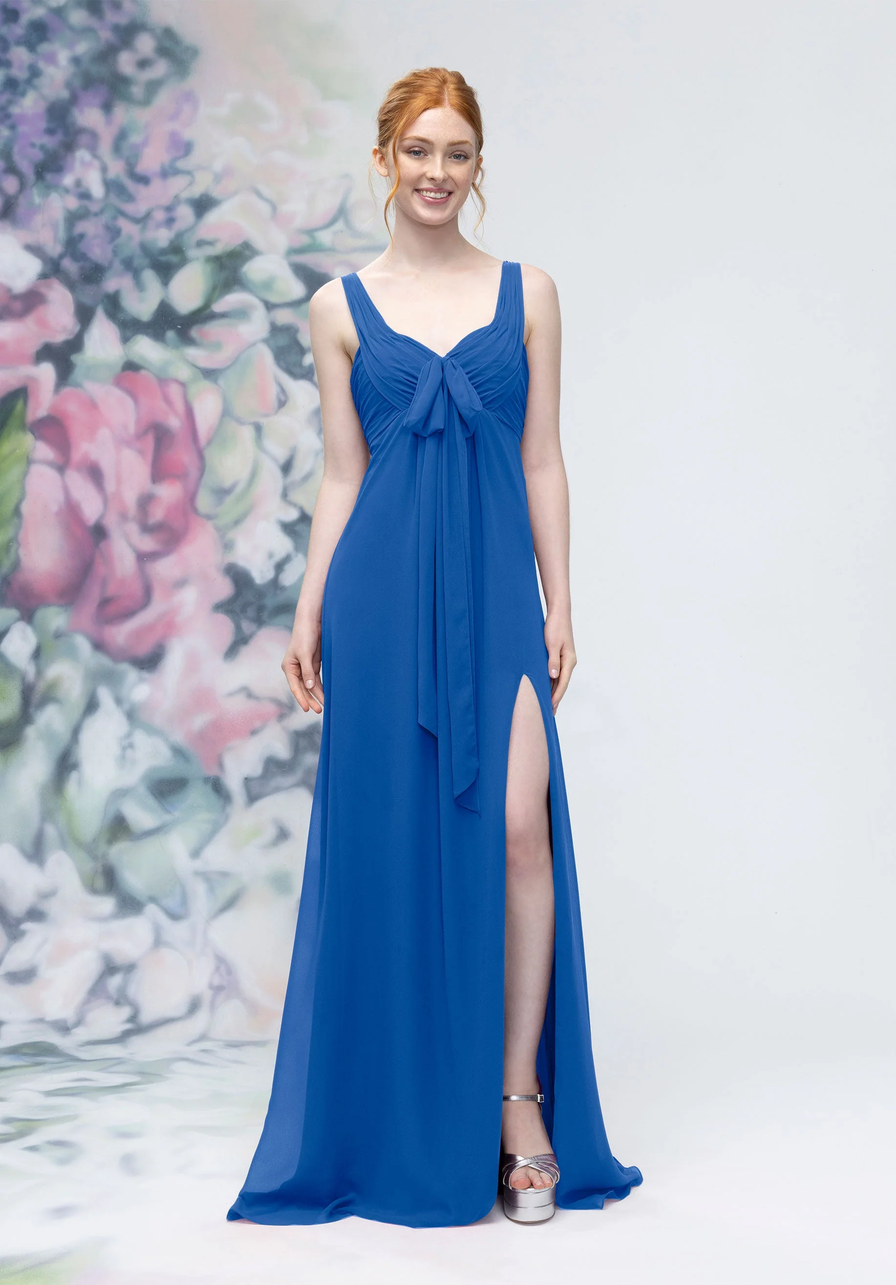 Draped Sweetheart Empire Waist Bridesmaid Dress with Bow - Image 5