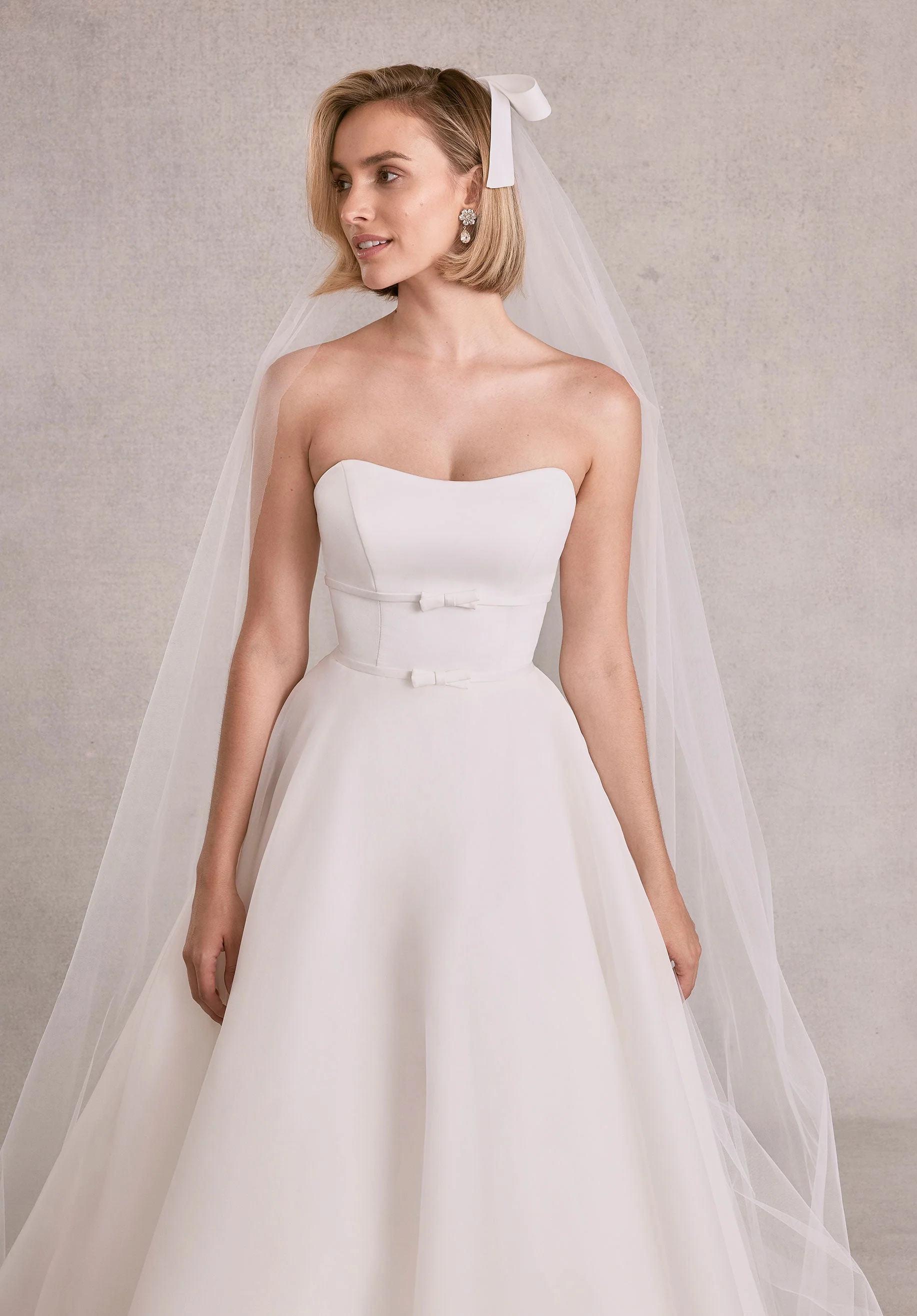 Cathedral Length Tulle Veil with Satin Bow - Image 5