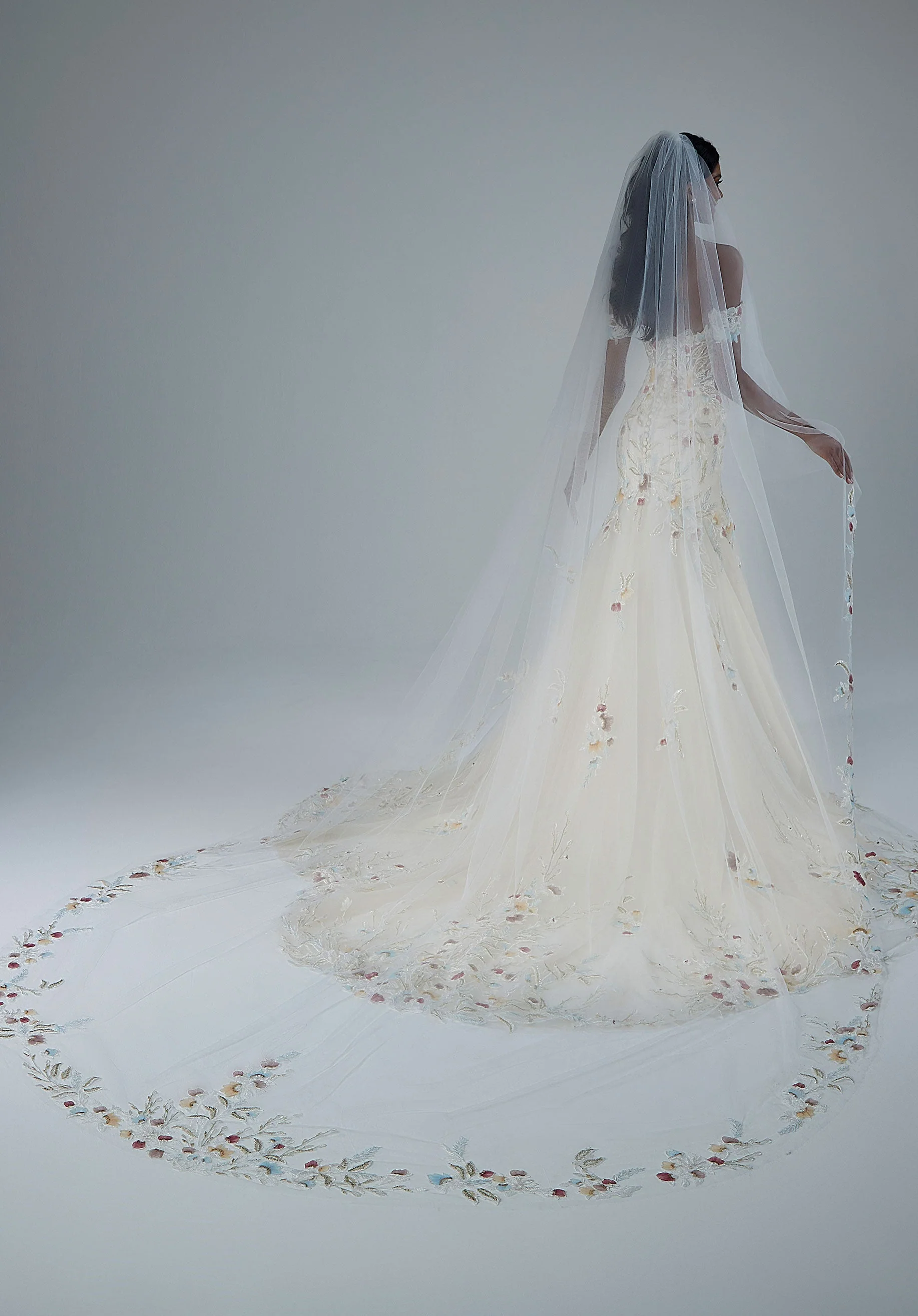 Embroidered Appliqués on Tulle Veil - Image 2