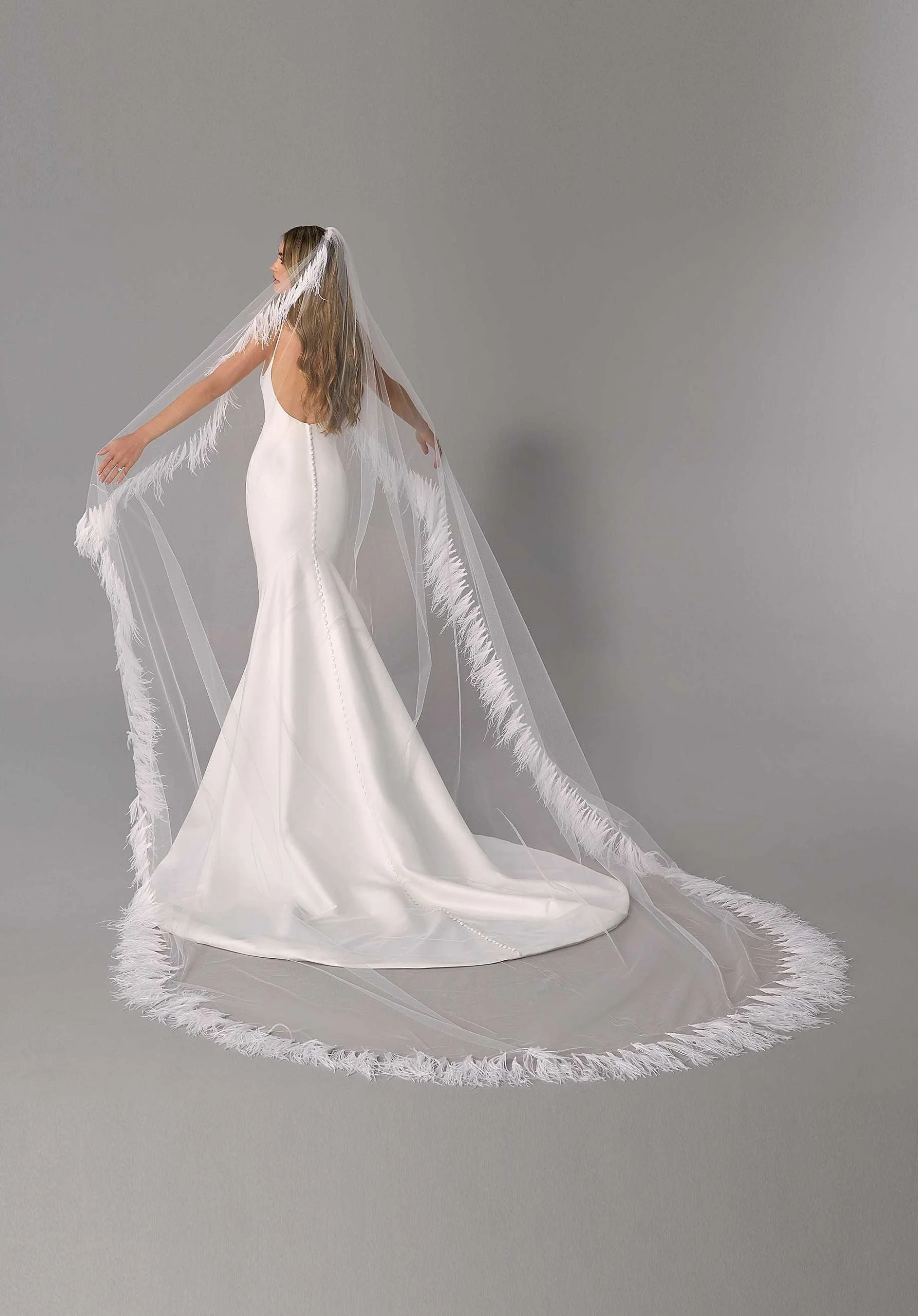 Feather Edged Cathedral Length Veil - Image 3