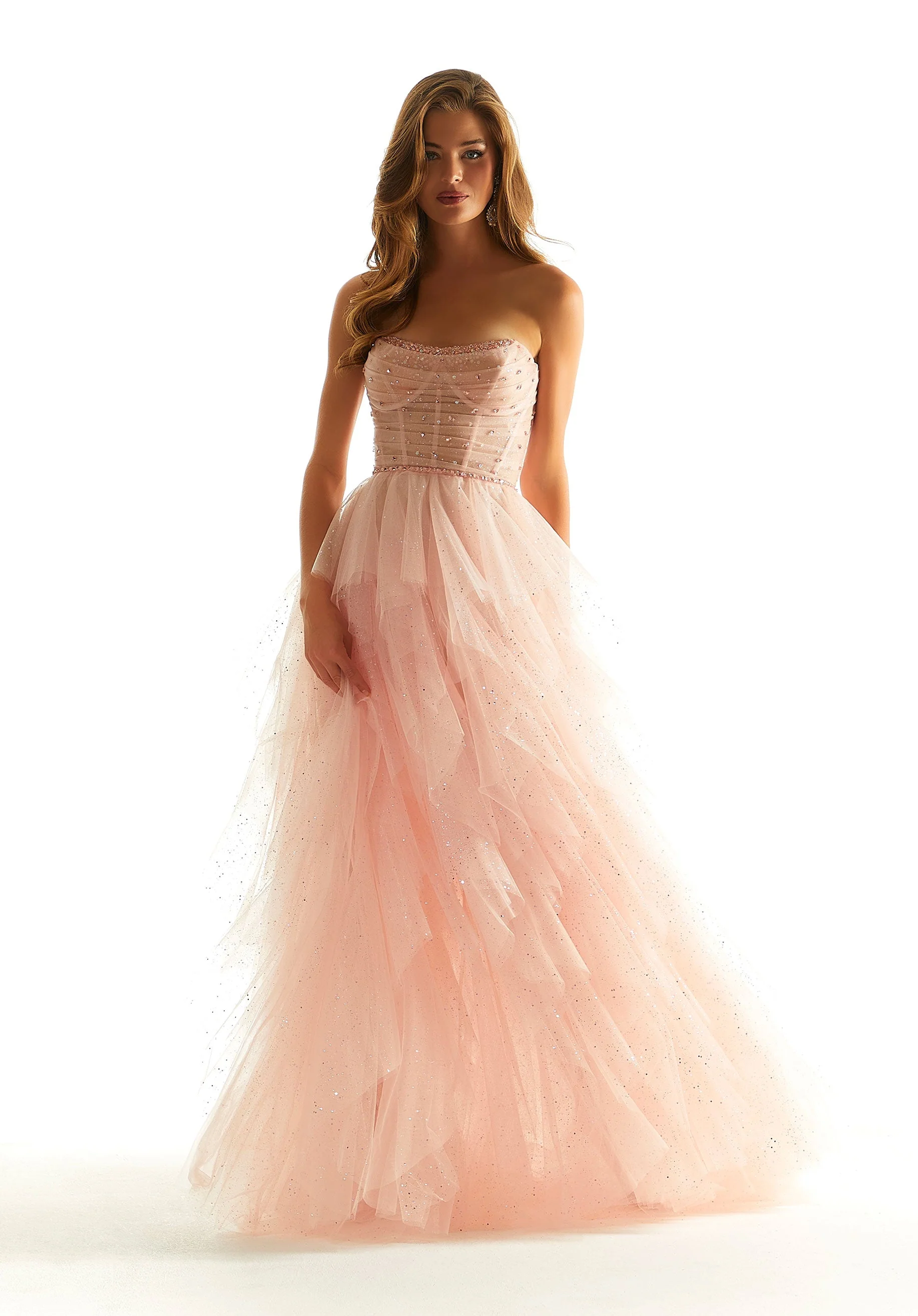 Flounced Sparkle Tulle Party Dress with Crystal Beading - Image 2