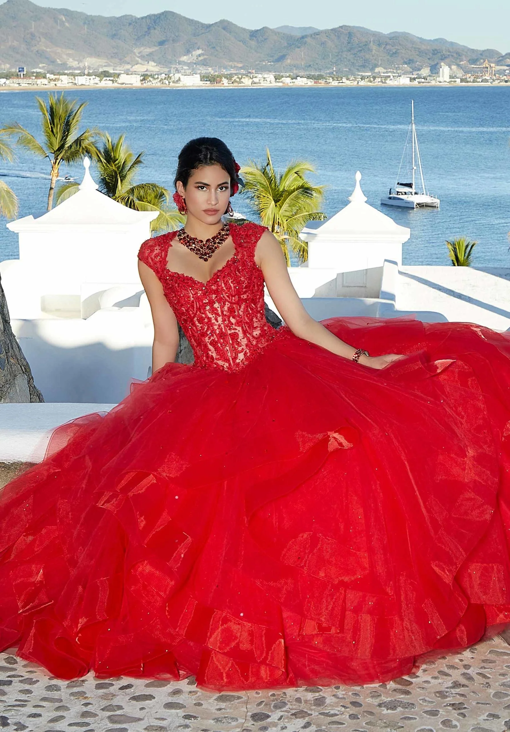 Flounced Sparkle Tulle Quinceañera Dress - Image 8