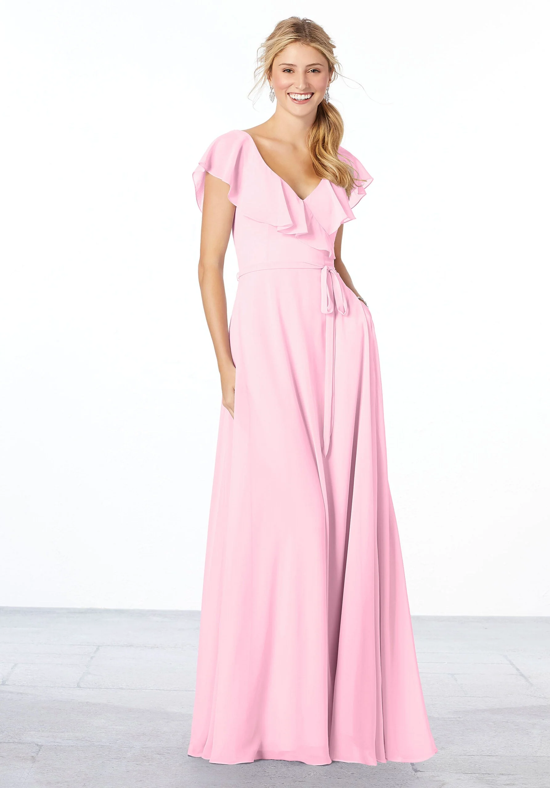 Flutter Sleeve Chiffon Bridesmaid Dress - Image 15