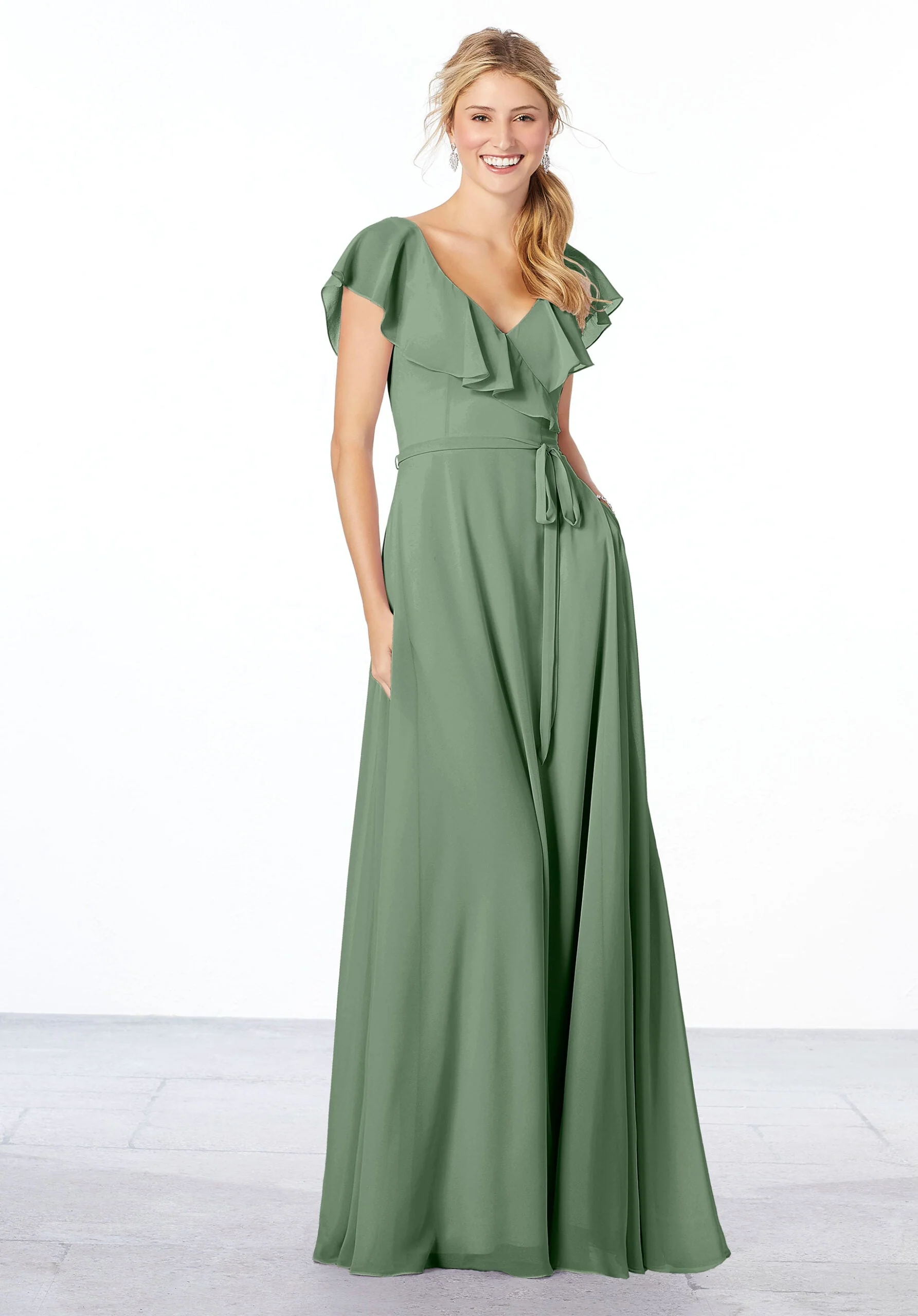 Flutter Sleeve Chiffon Bridesmaid Dress - Image 19