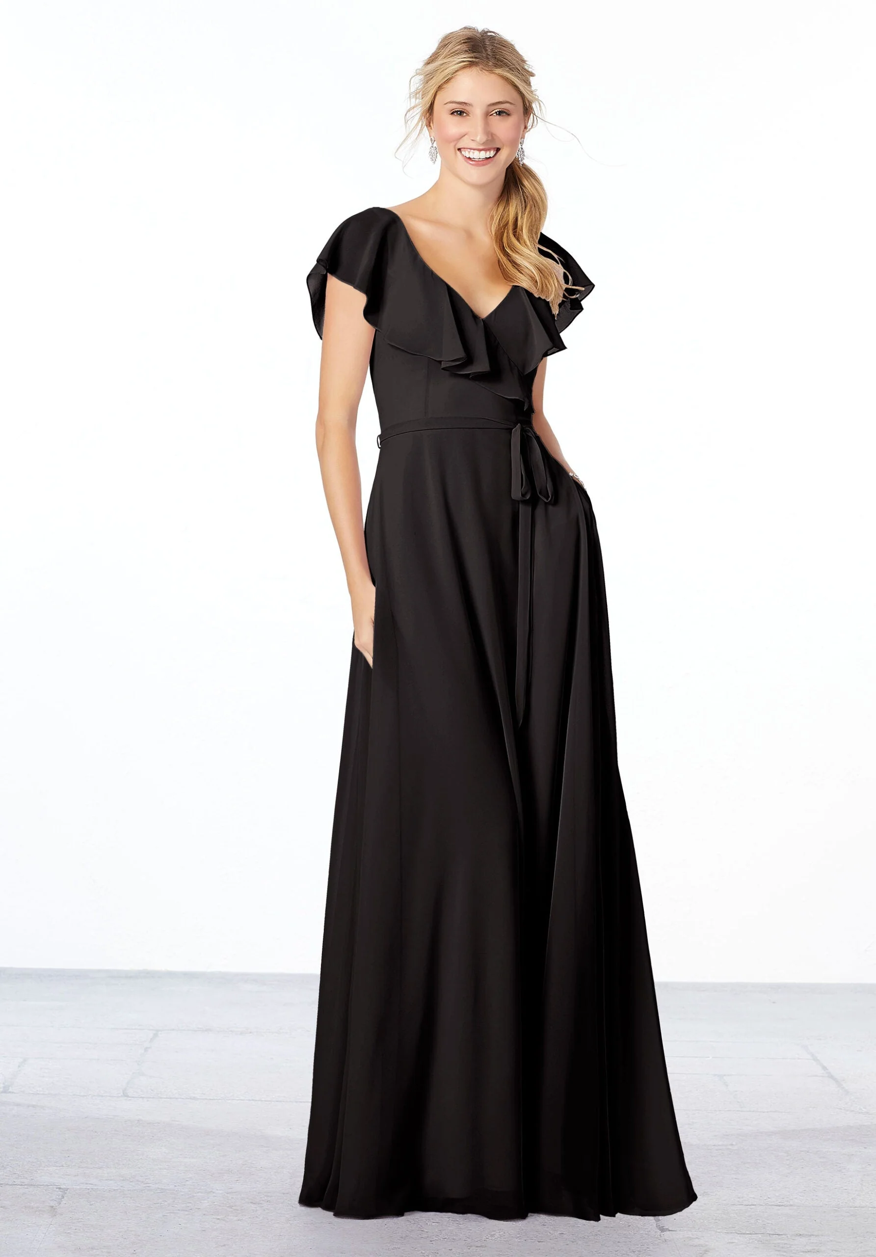 Flutter Sleeve Chiffon Bridesmaid Dress - Image 41