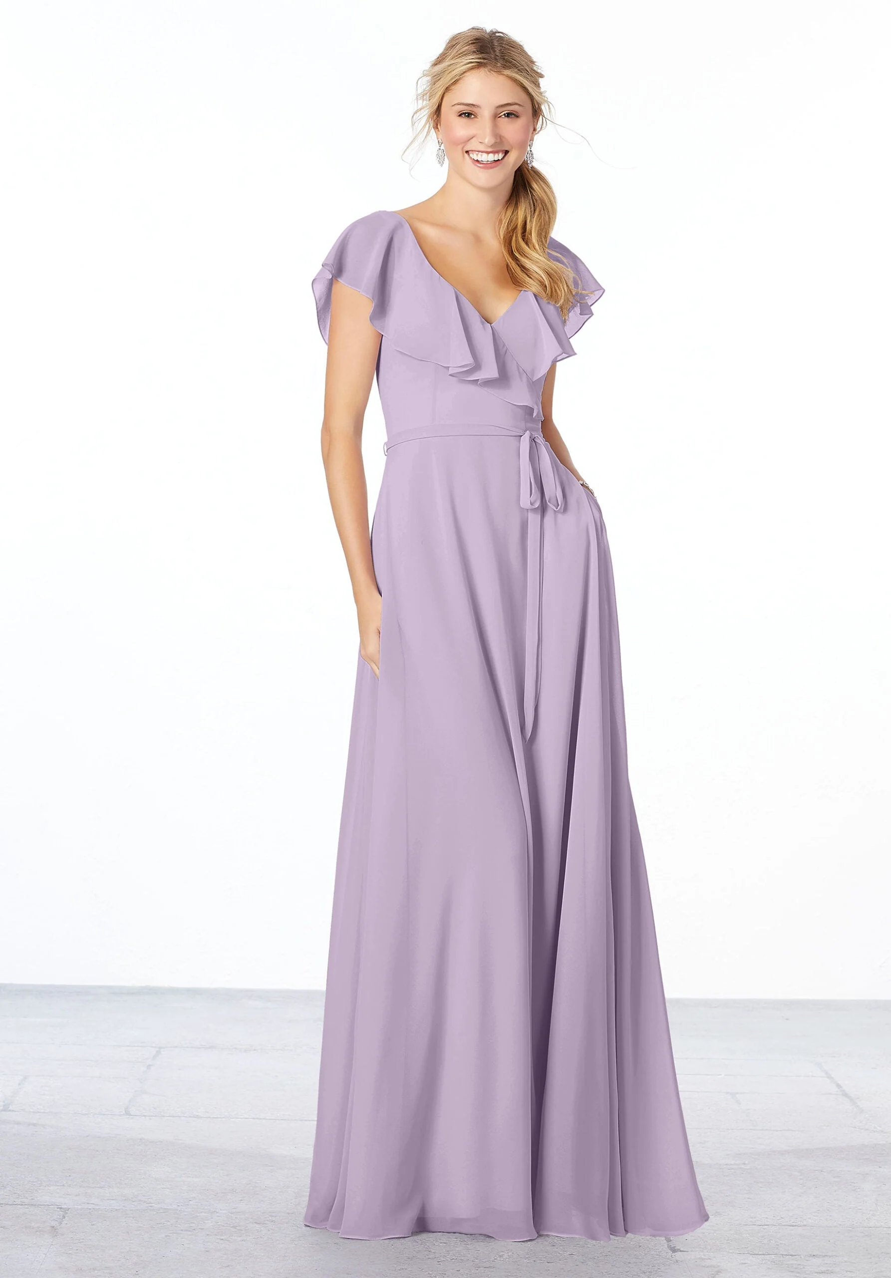 Flutter Sleeve Chiffon Bridesmaid Dress - Image 5