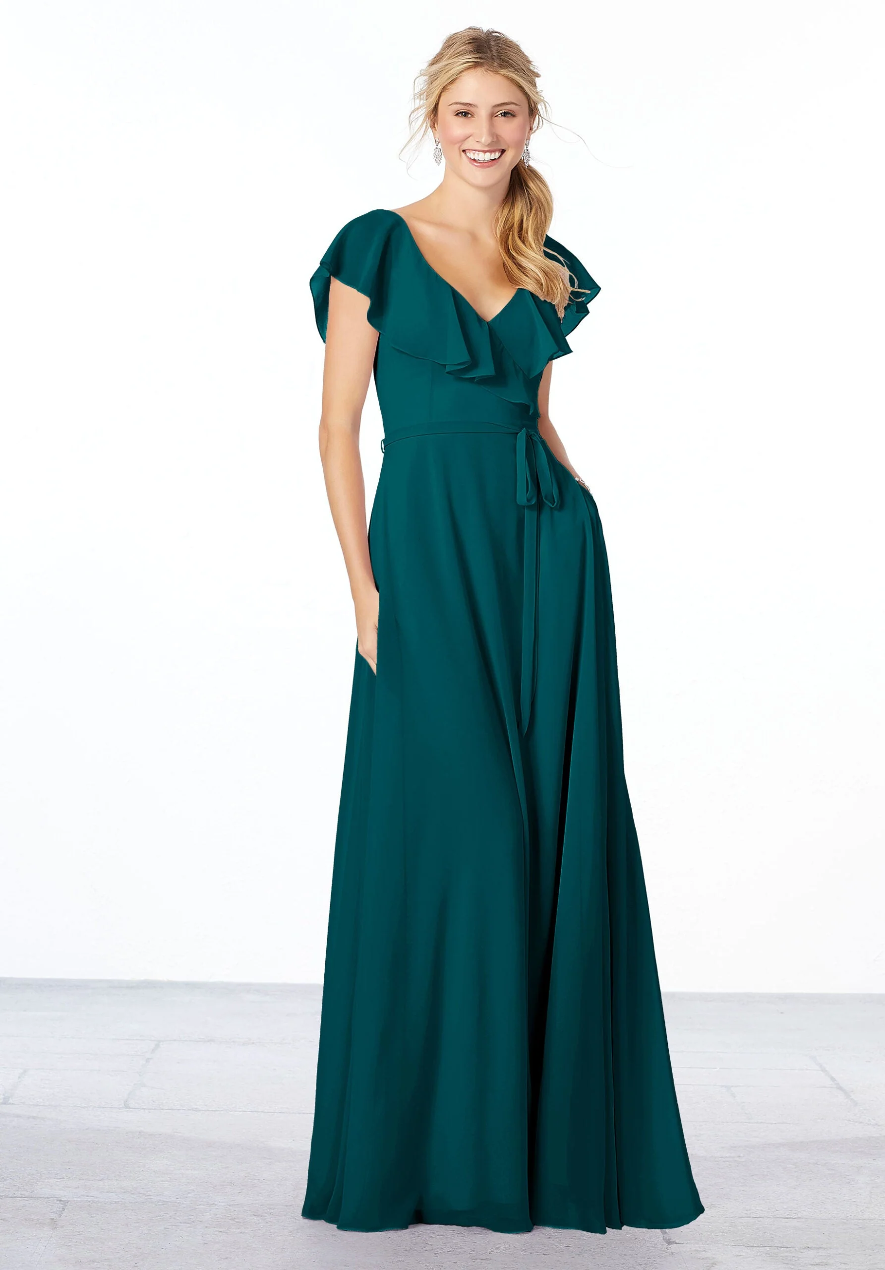 Flutter Sleeve Chiffon Bridesmaid Dress - Image 6