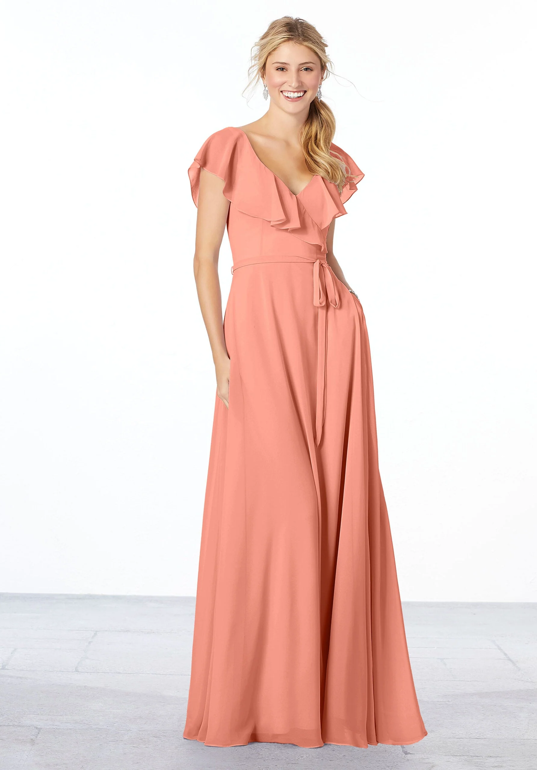Flutter Sleeve Chiffon Bridesmaid Dress - Image 8