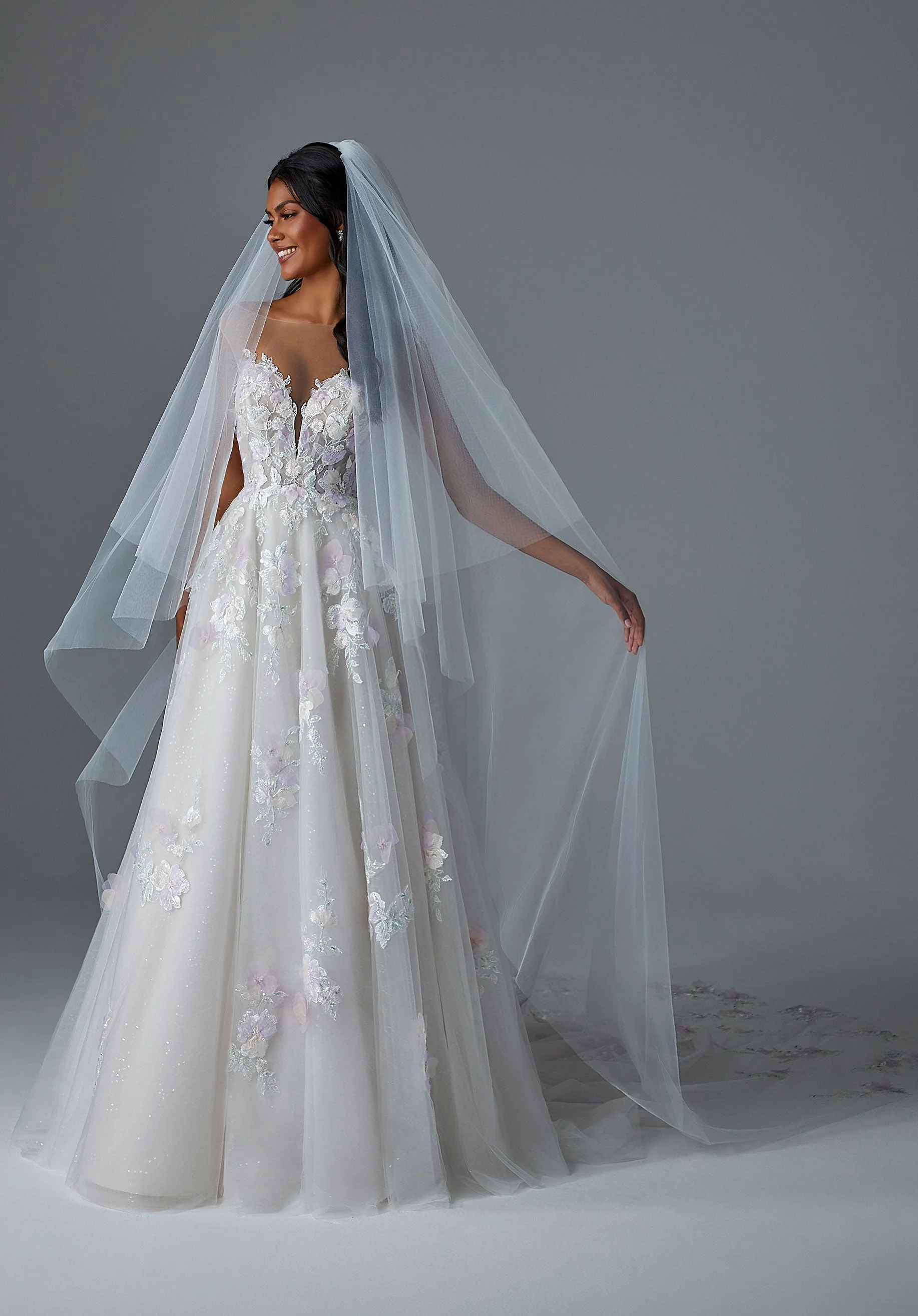 Frosted Embroidery on Tulle Veil