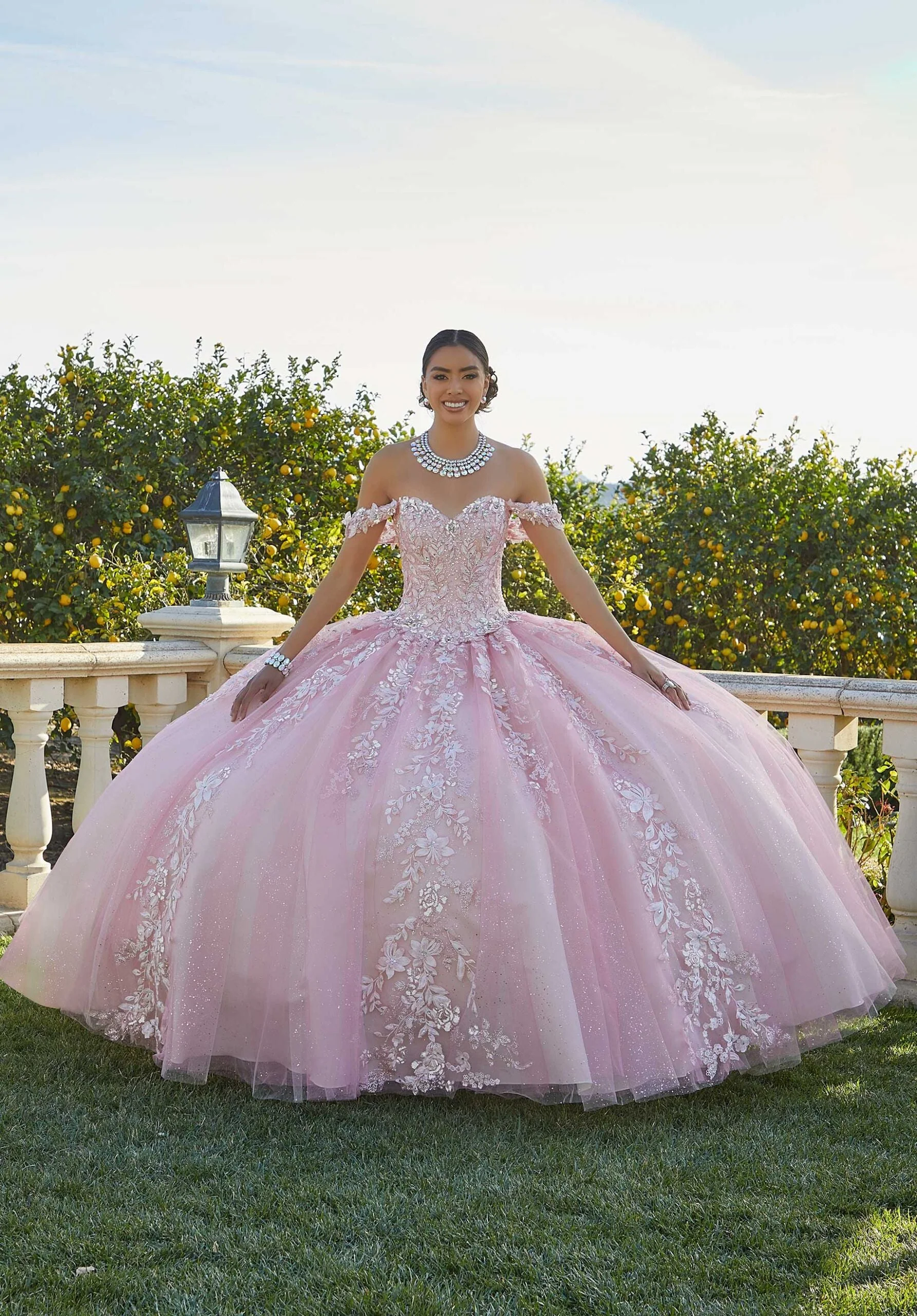 Glitter Embroidered Sparkle Tulle Quinceañera Dress - Image 4