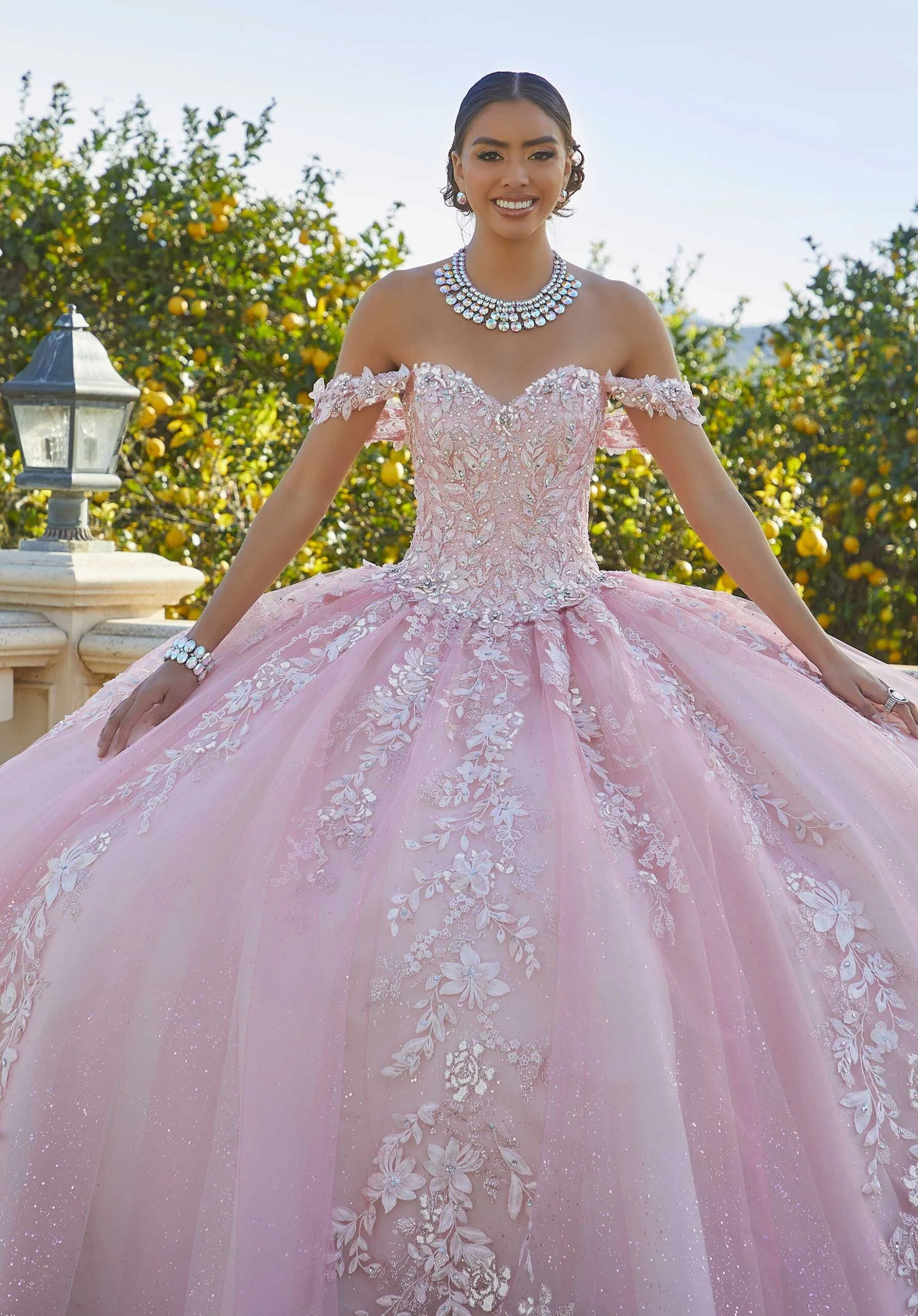 Glitter Embroidered Sparkle Tulle Quinceañera Dress - Image 5