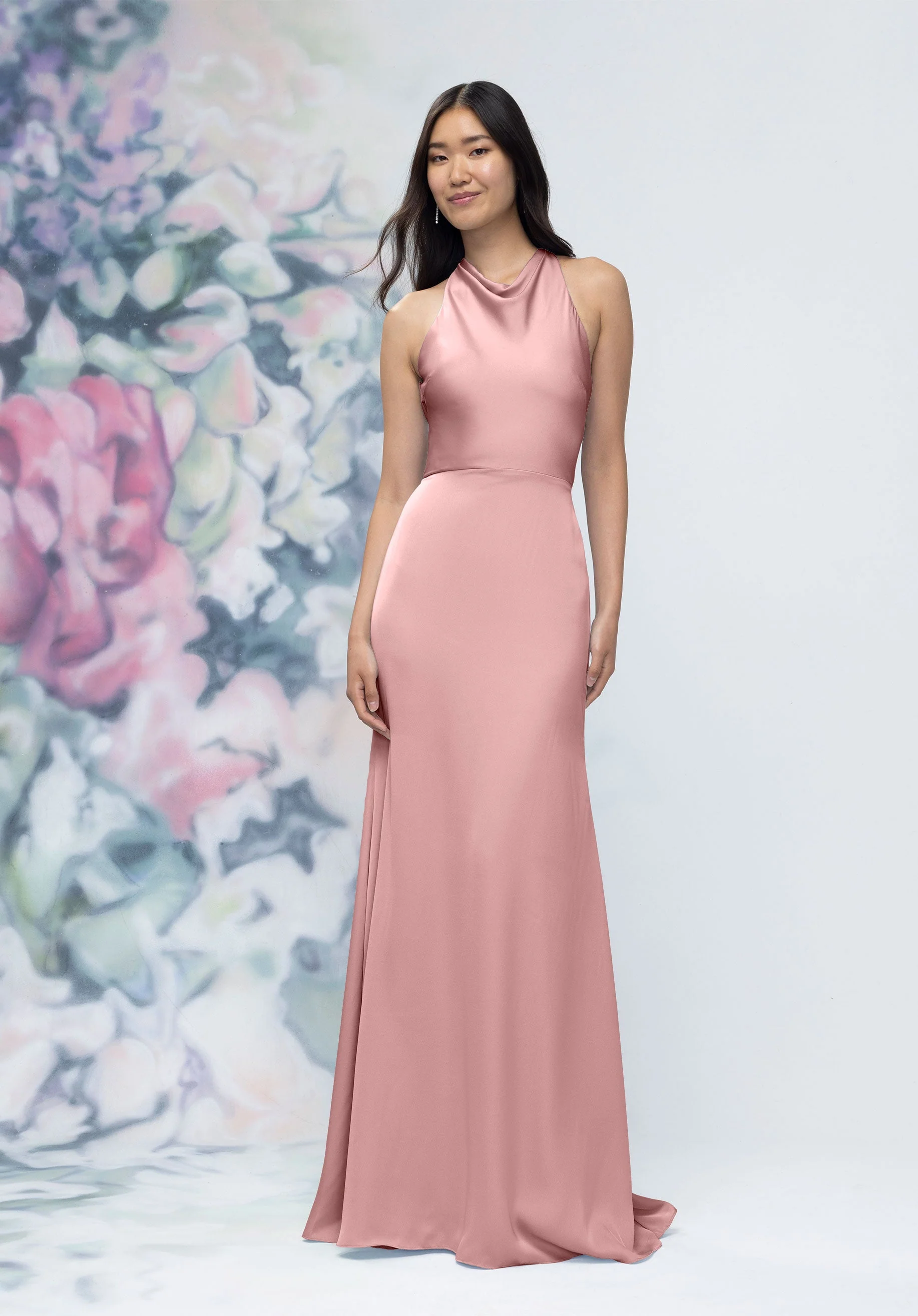 Halter Neck Open Tie Back Luxe Satin Bridesmaid Dress - Image 10