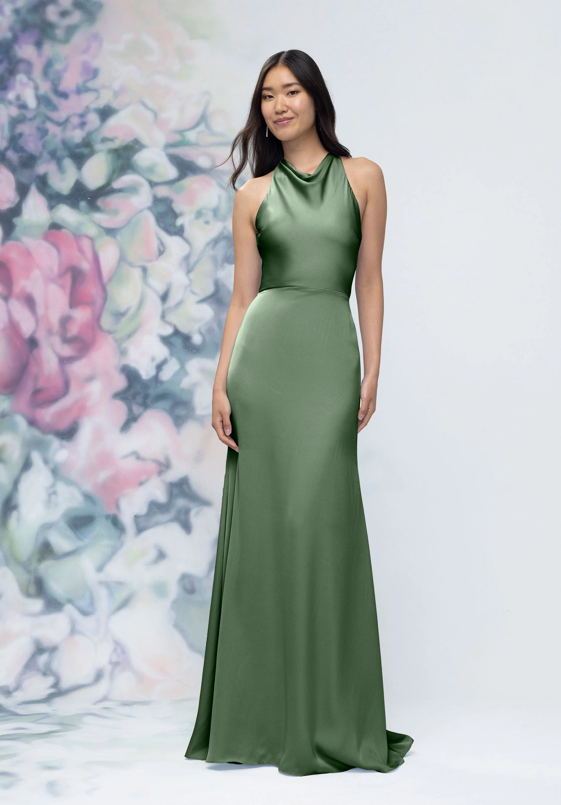 Halter Neck Open Tie Back Luxe Satin Bridesmaid Dress - Image 16