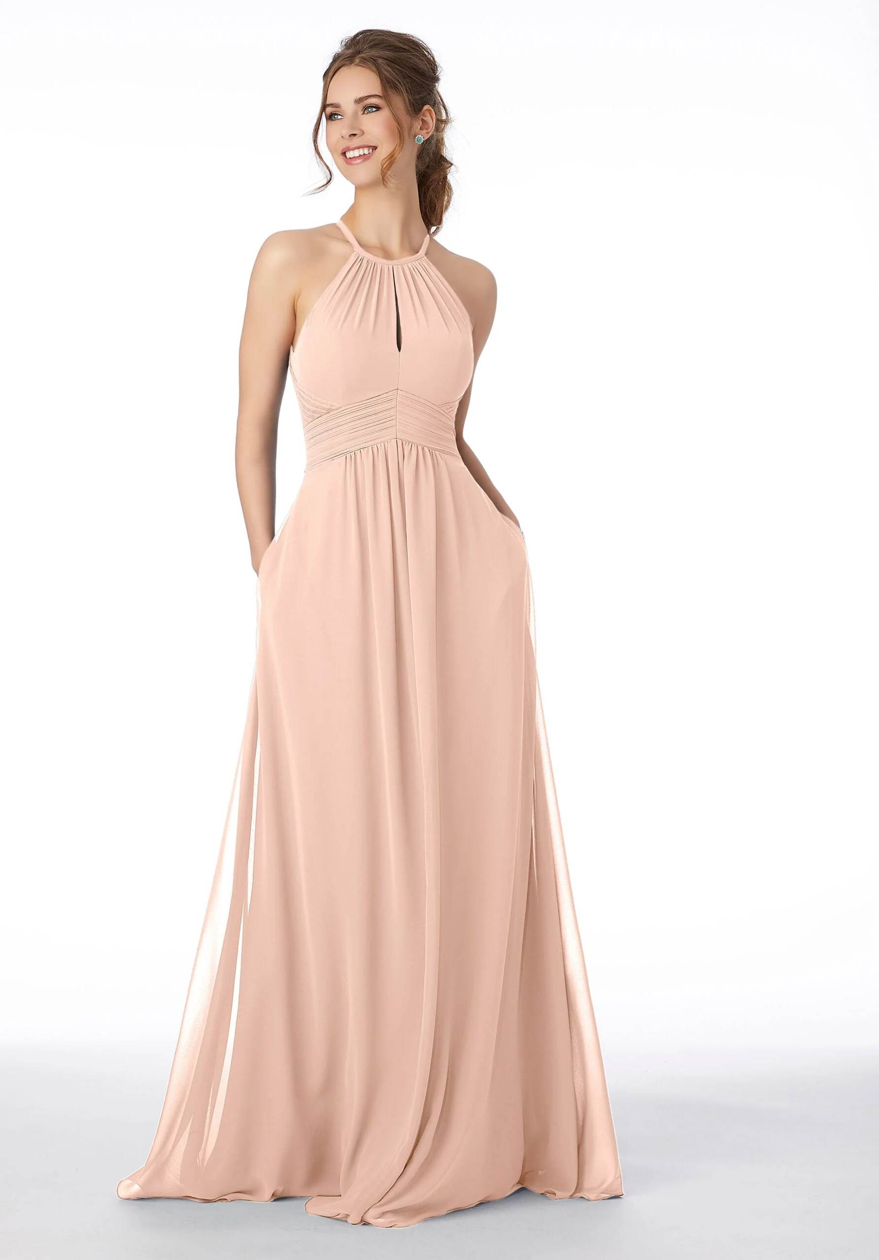 High Neck Keyhole Back Bridesmaid Dress - Image 10